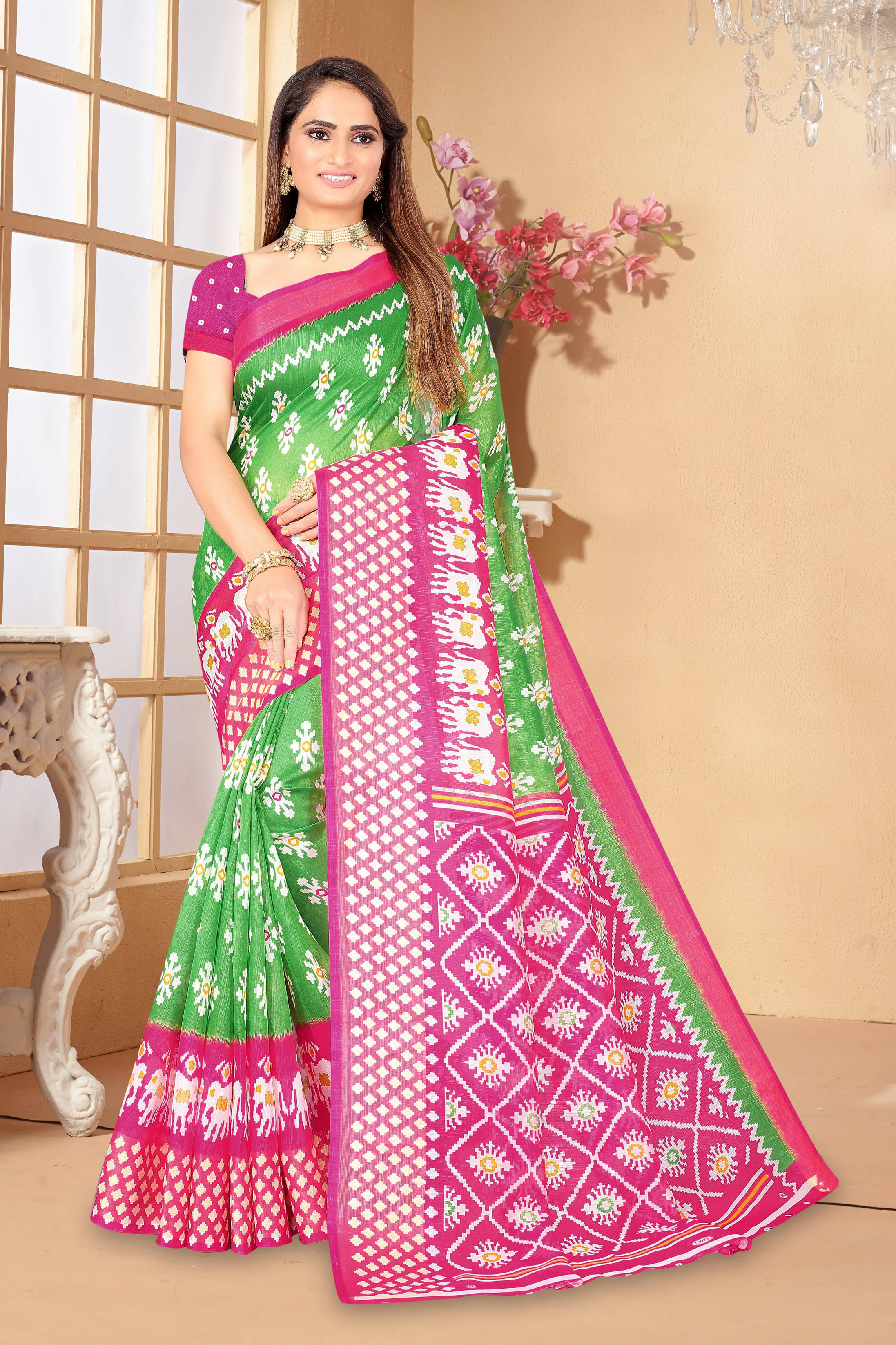 Today Deal Art Silk Printed Saree With Unstitched Blouse Piece ( Green ) Today Deal Art Silk Printed Saree With Unstitched Blouse Piece ( Green )