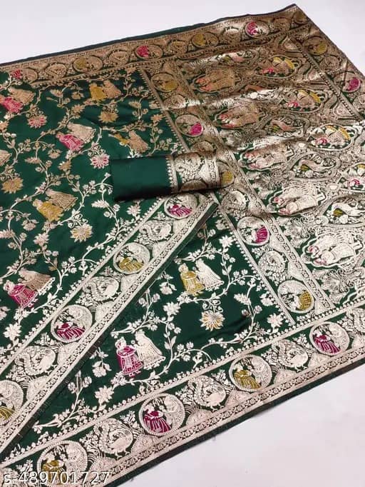 Today Deal Art Silk Woven Saree With Unstitched Blouse Piece ( Lime Green1 ) - Sarees | Buy online on ZillyBuy