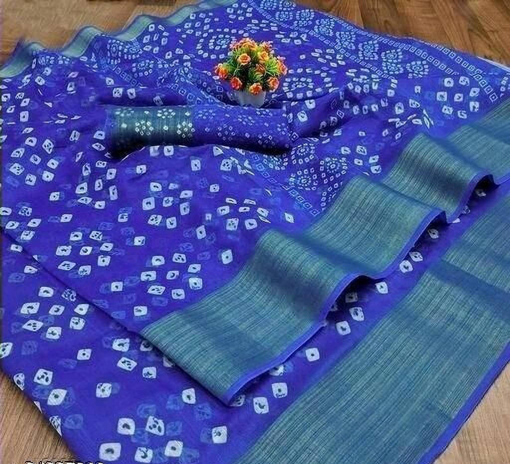     			Today Deal Cotton Blend Printed Saree With Unstitched Blouse Piece ( Blue )