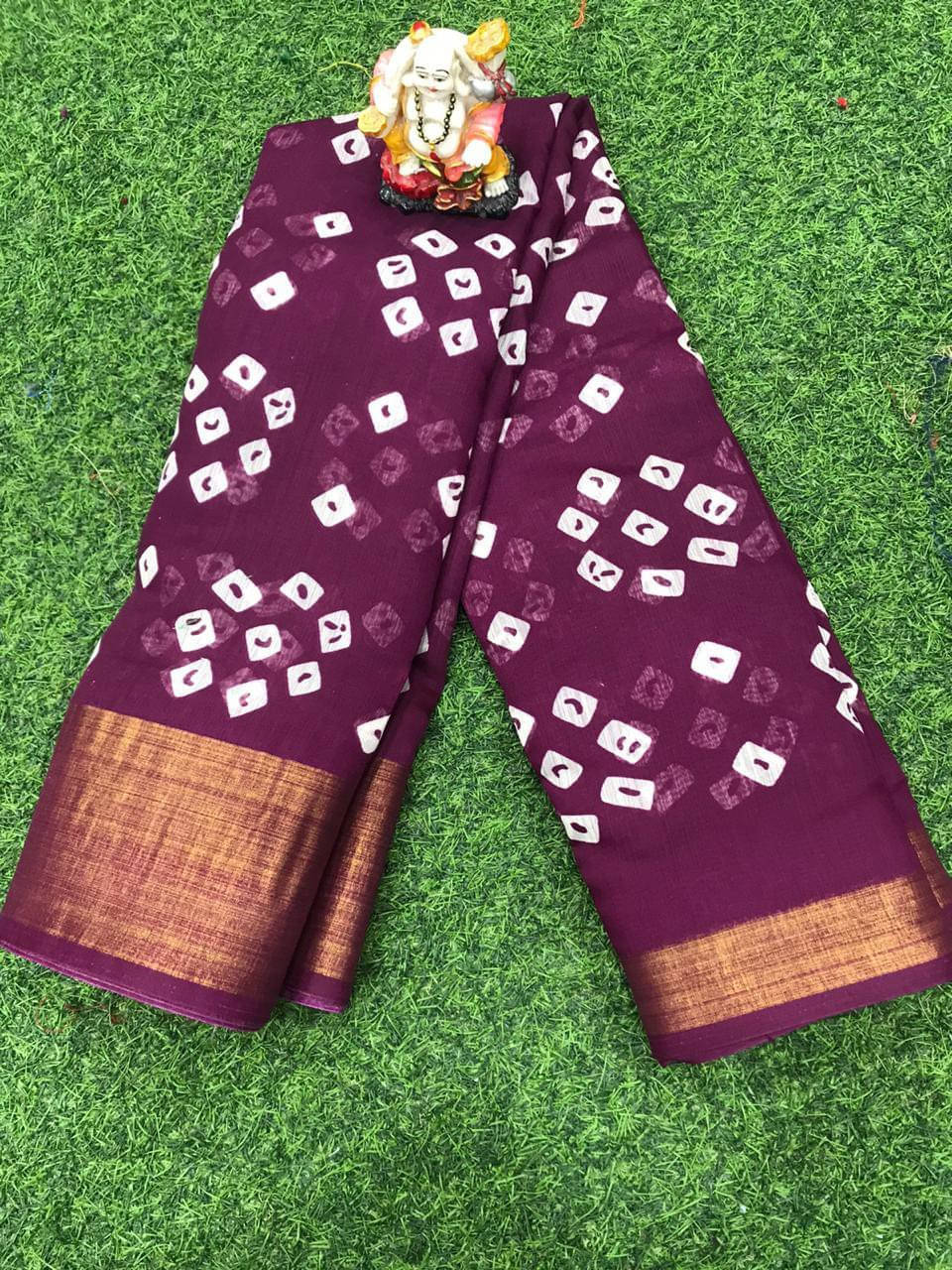     			Today Deal Cotton Blend Printed Saree With Unstitched Blouse Piece ( Purple )