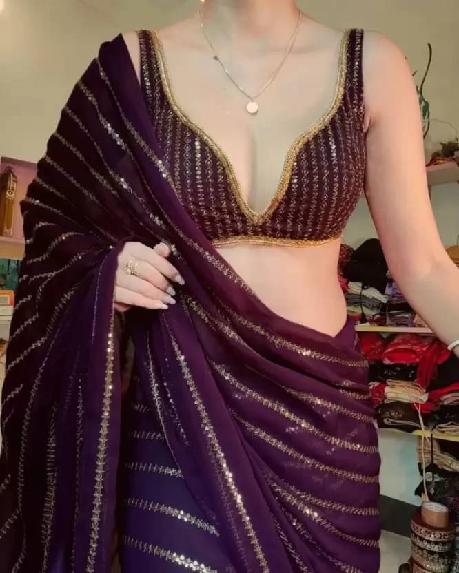 Today Deal Georgette Embellished Saree With Unstitched Blouse Piece ( Wine ) Today Deal Georgette Embellished Saree With Unstitched Blouse Piece ( Wine )