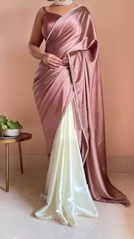 Today Deal Satin Embellished Saree With Unstitched Blouse Piece ( Peach ) Today Deal Satin Embellished Saree With Unstitched Blouse Piece ( Peach )