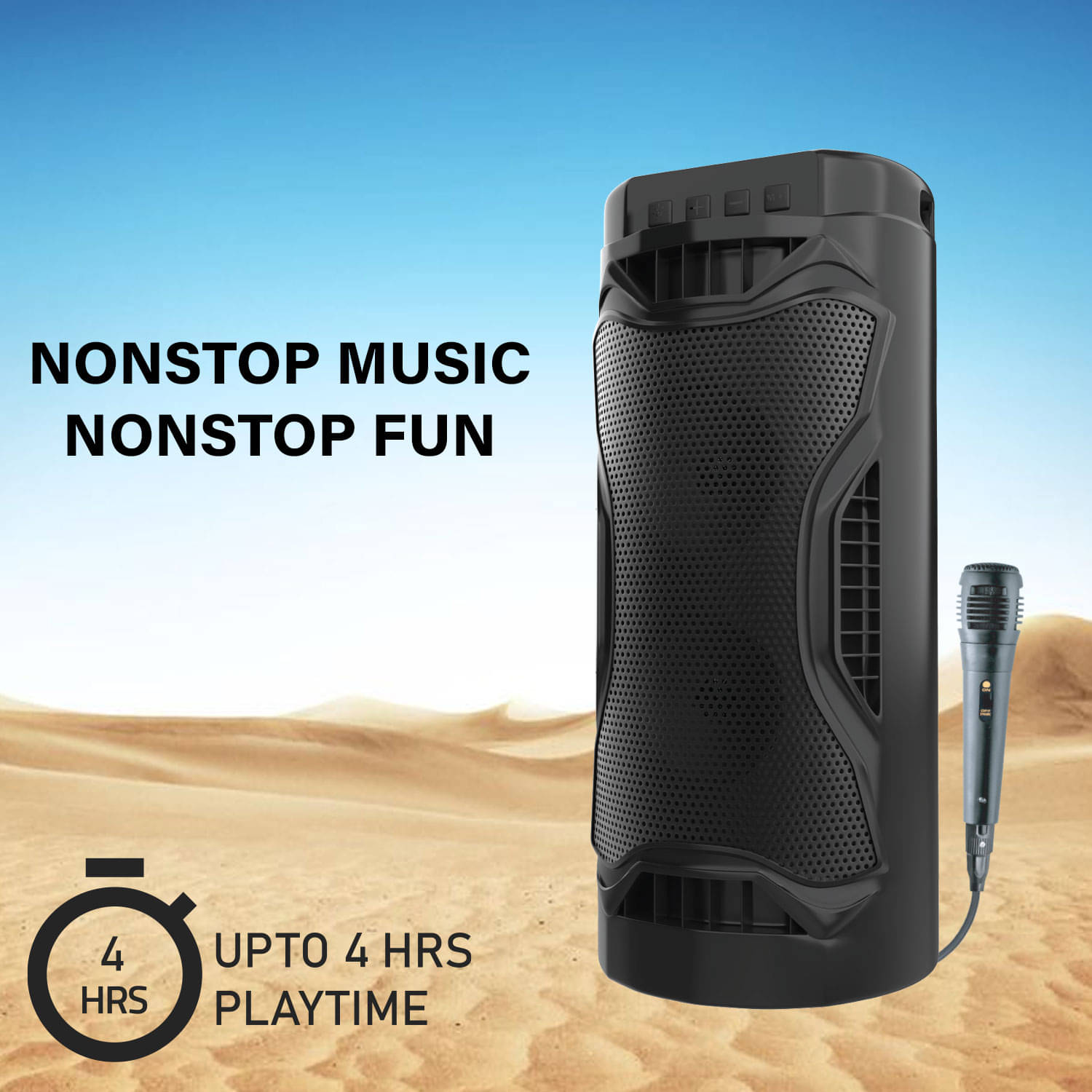     			V WORTEX MOON 30 W Bluetooth Speaker Bluetooth v5.0 with USB,SD card Slot,Aux Playback Time 5 hrs Black