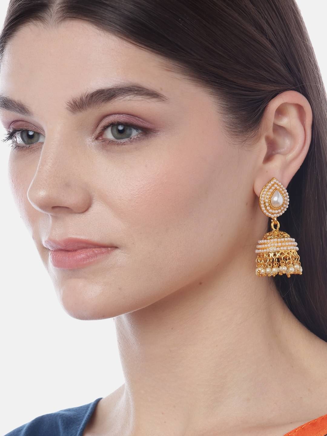     			YOUBELLA Golden Jhumki Earrings ( Pack of 1 )