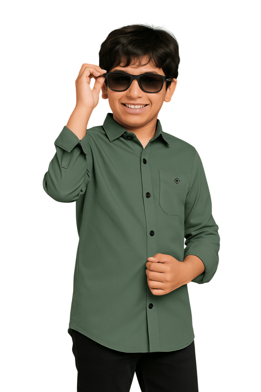 ZAKAR STYLE Pack of 1 Boys Cotton Blend Full Sleeves Shirt ( Green ) ZAKAR STYLE Pack of 1 Boys Cotton Blend Full Sleeves Shirt ( Green )