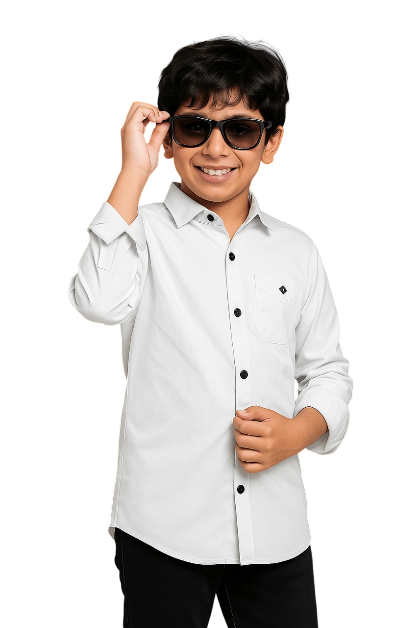 ZAKAR STYLE Pack of 1 Boys Cotton Blend Full Sleeves Shirt ( White ) ZAKAR STYLE Pack of 1 Boys Cotton Blend Full Sleeves Shirt ( White )
