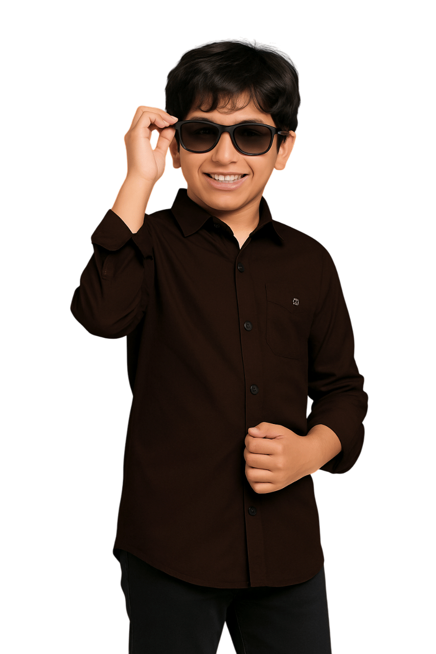 ZAKAR STYLE Pack of 1 Boys Cotton Blend Full Sleeves Shirt ( Brown )