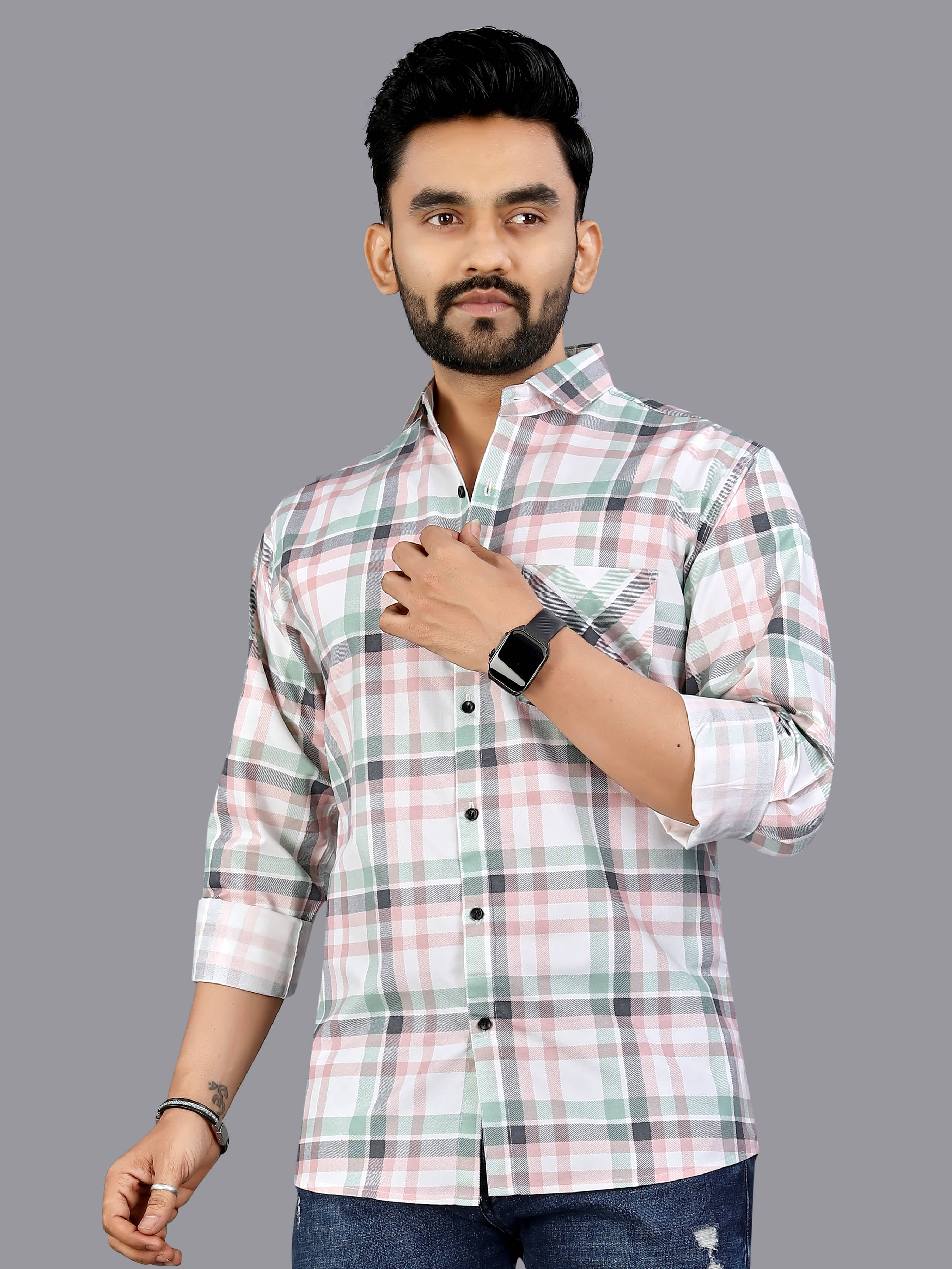allan peter 100% Cotton Regular Fit Checks Full Sleeves Men's Casual Shirt - Multicolor 8 ( Pack of 1 )     			allan peter 100% Cotton Regular Fit Checks Full Sleeves Men's Casual Shirt - Multicolor 8 ( Pack of 1 )