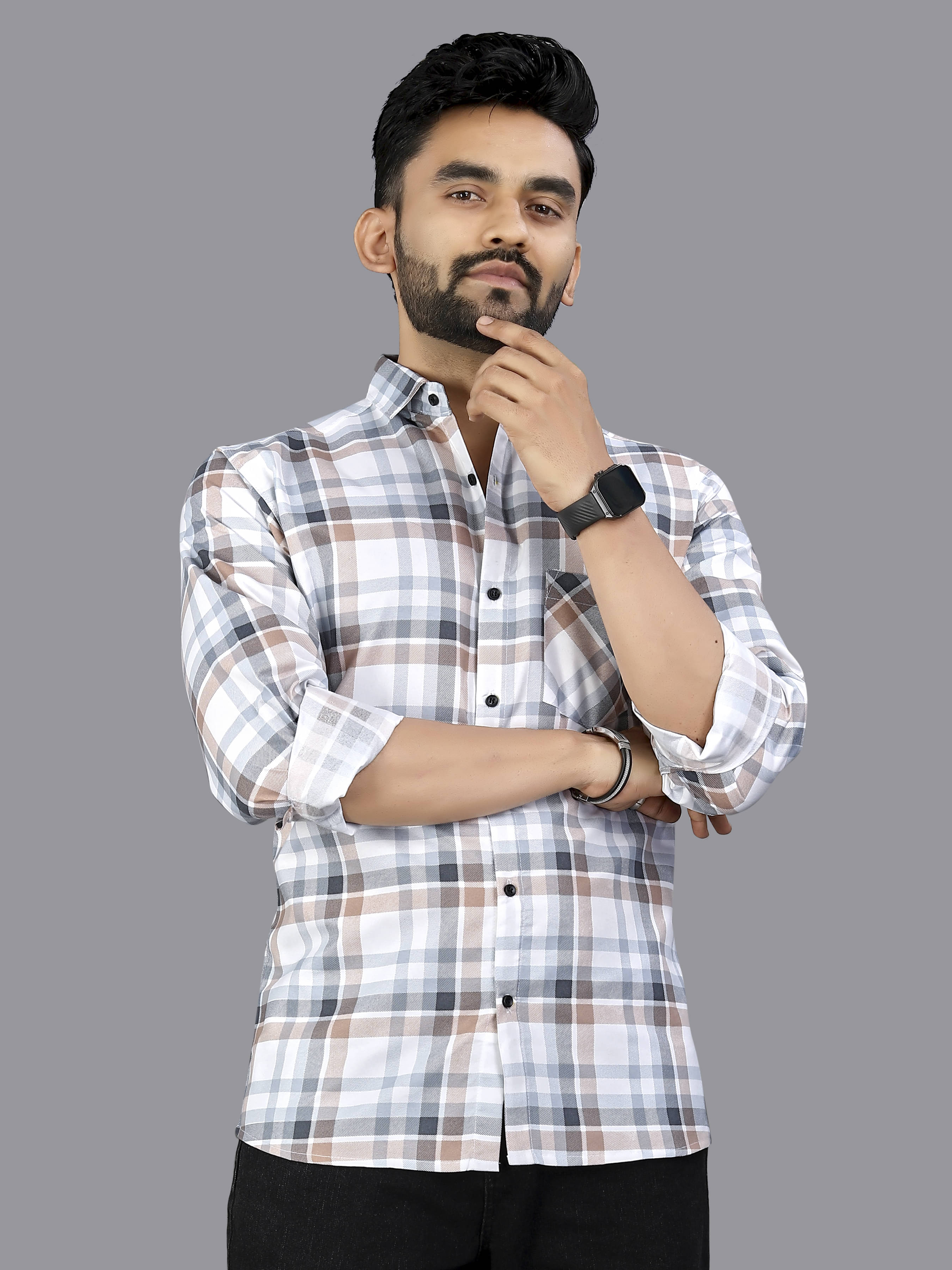     			allan peter 100% Cotton Regular Fit Checks Full Sleeves Men's Casual Shirt - Multicolor 7 ( Pack of 1 )