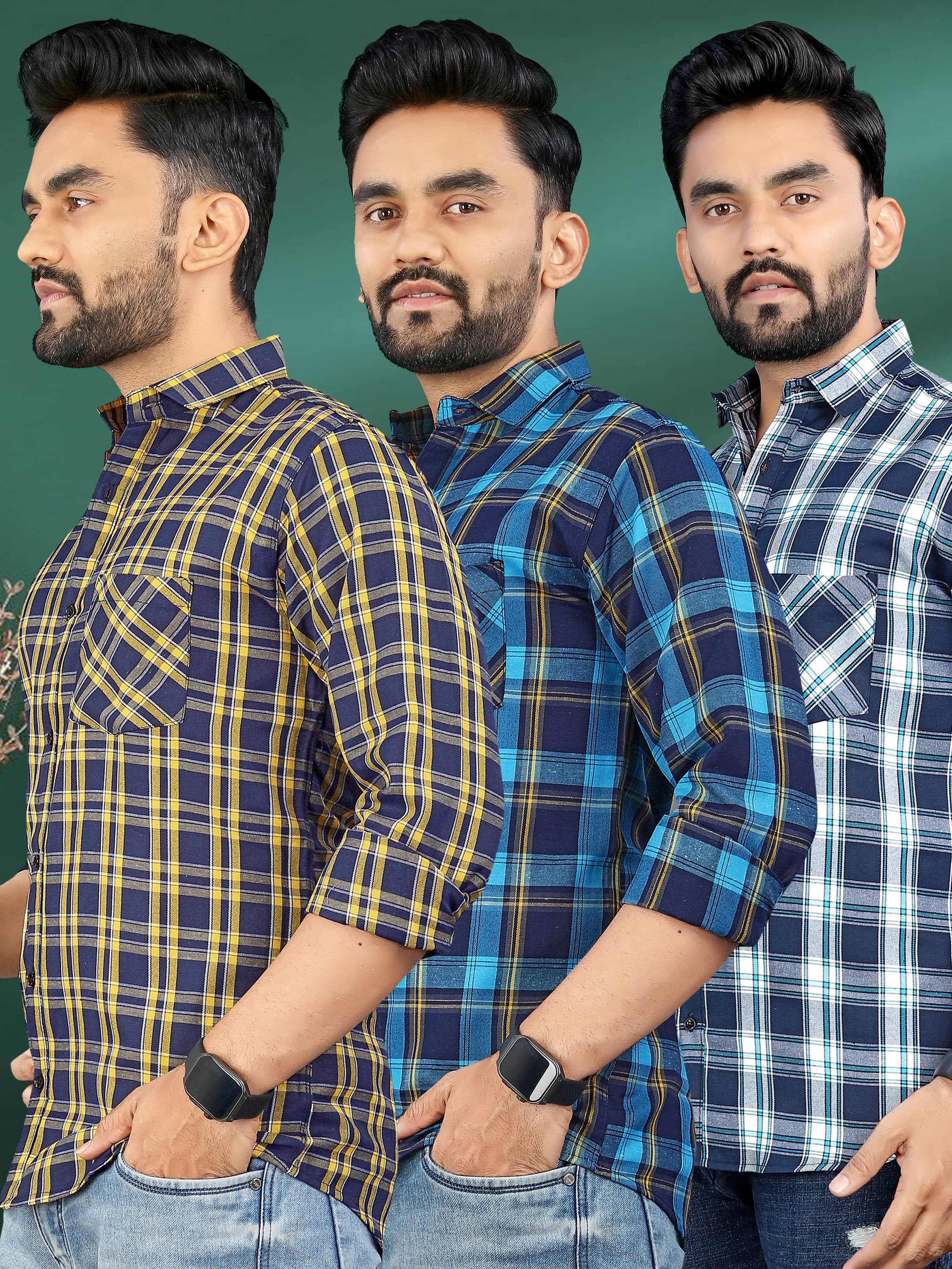 allan peter 100% Cotton Regular Fit Checks Full Sleeves Men's Casual Shirt - Multicolor 11 ( Pack of 3 ) allan peter 100% Cotton Regular Fit Checks Full Sleeves Men's Casual Shirt - Multicolor 11 ( Pack of 3 )
