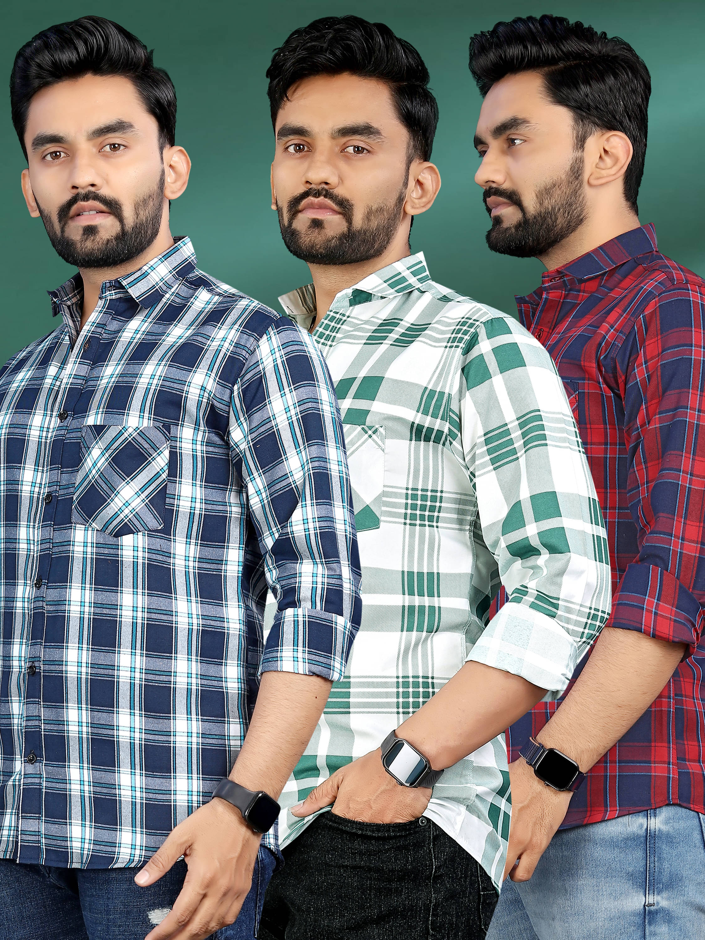 allan peter 100% Cotton Regular Fit Checks Full Sleeves Men's Casual Shirt - Multicolor 14 ( Pack of 3 ) allan peter 100% Cotton Regular Fit Checks Full Sleeves Men's Casual Shirt - Multicolor 14 ( Pack of 3 )