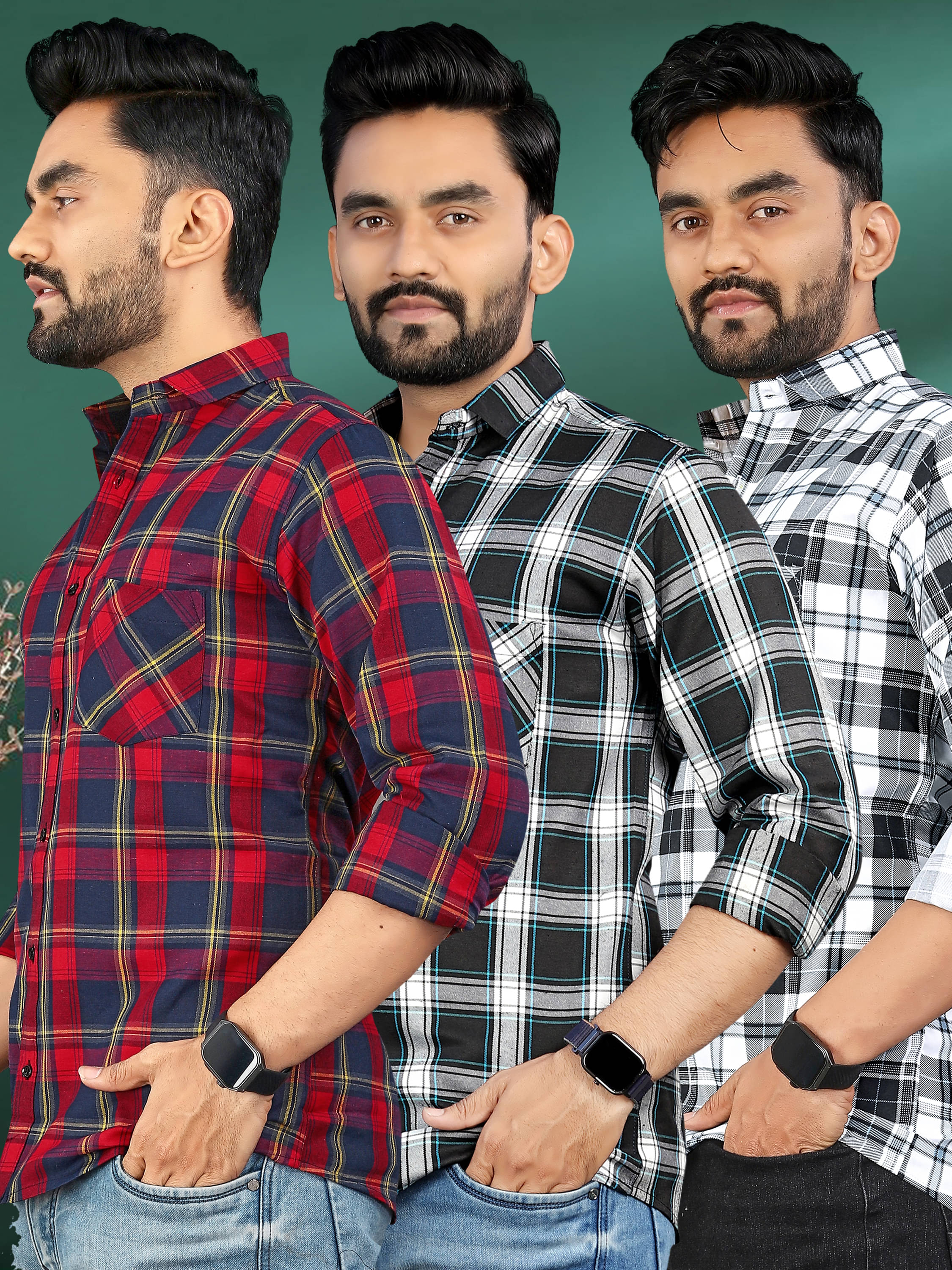 allan peter 100% Cotton Regular Fit Checks Full Sleeves Men's Casual Shirt - Multicolor 8 ( Pack of 3 ) allan peter 100% Cotton Regular Fit Checks Full Sleeves Men's Casual Shirt - Multicolor 8 ( Pack of 3 )
