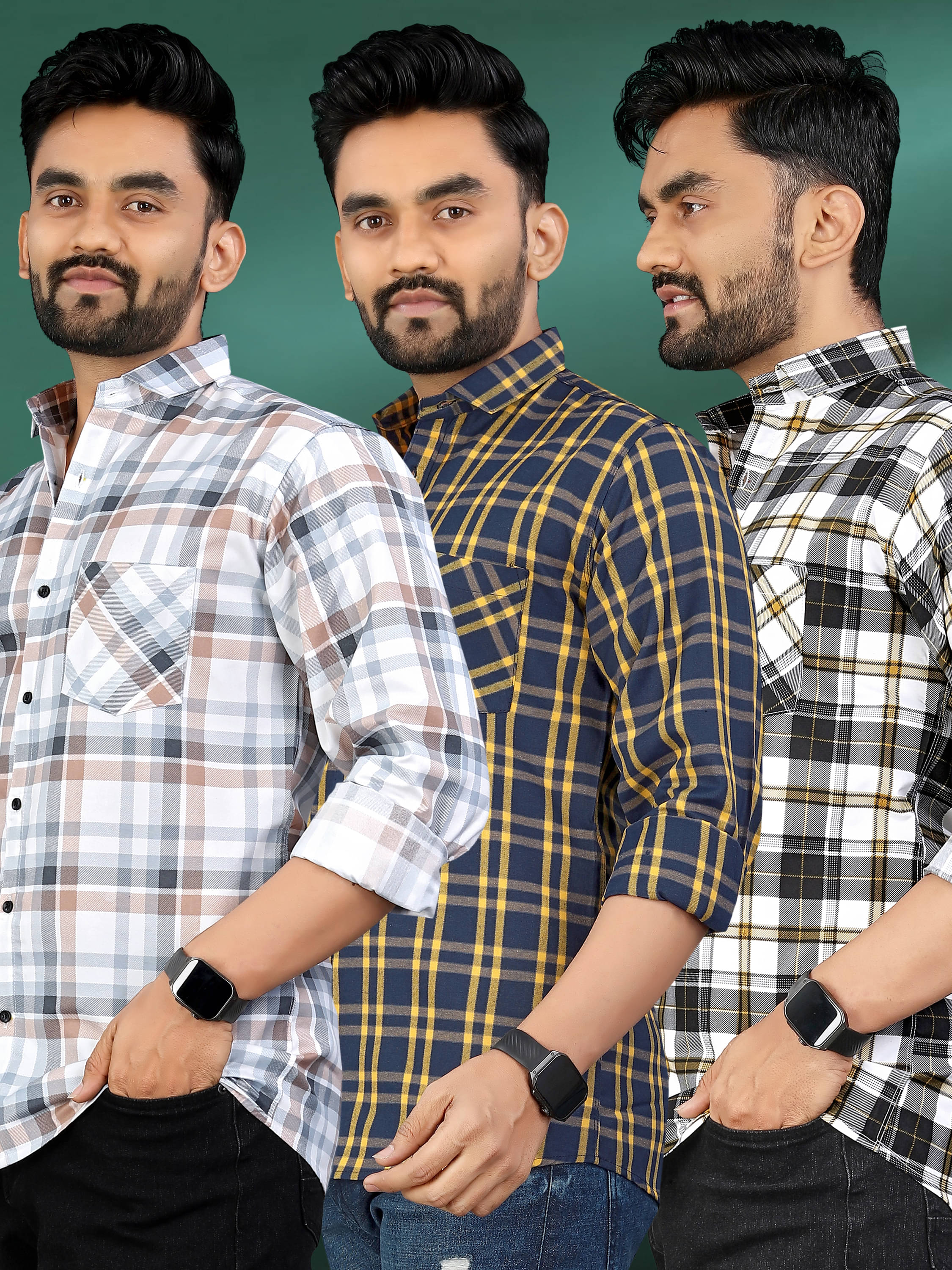 allan peter 100% Cotton Regular Fit Checks Full Sleeves Men's Casual Shirt - Multicolor 1 ( Pack of 3 ) allan peter 100% Cotton Regular Fit Checks Full Sleeves Men's Casual Shirt - Multicolor 1 ( Pack of 3 )