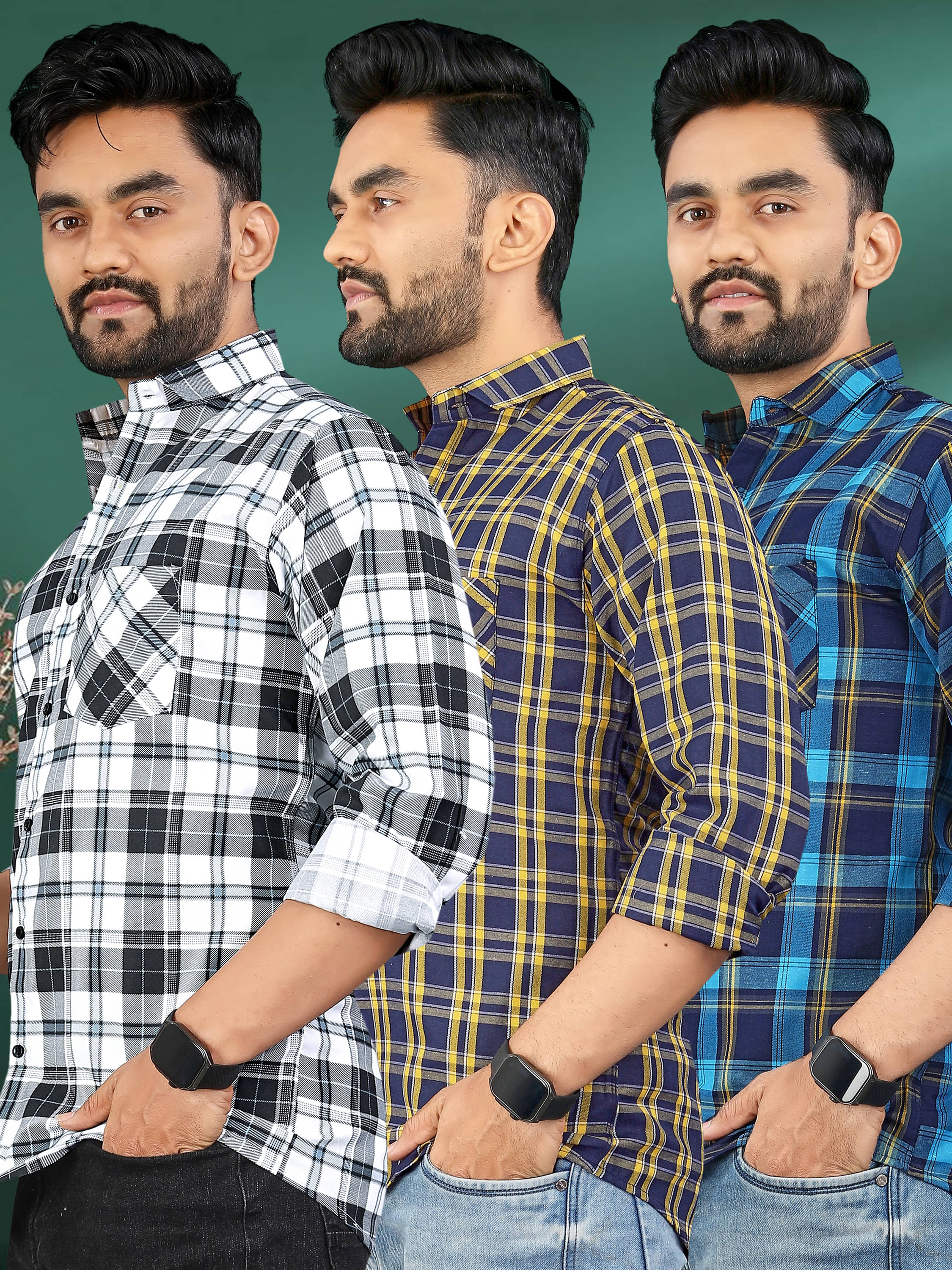 allan peter 100% Cotton Regular Fit Checks Full Sleeves Men's Casual Shirt - Multicolor 10 ( Pack of 3 ) allan peter 100% Cotton Regular Fit Checks Full Sleeves Men's Casual Shirt - Multicolor 10 ( Pack of 3 )