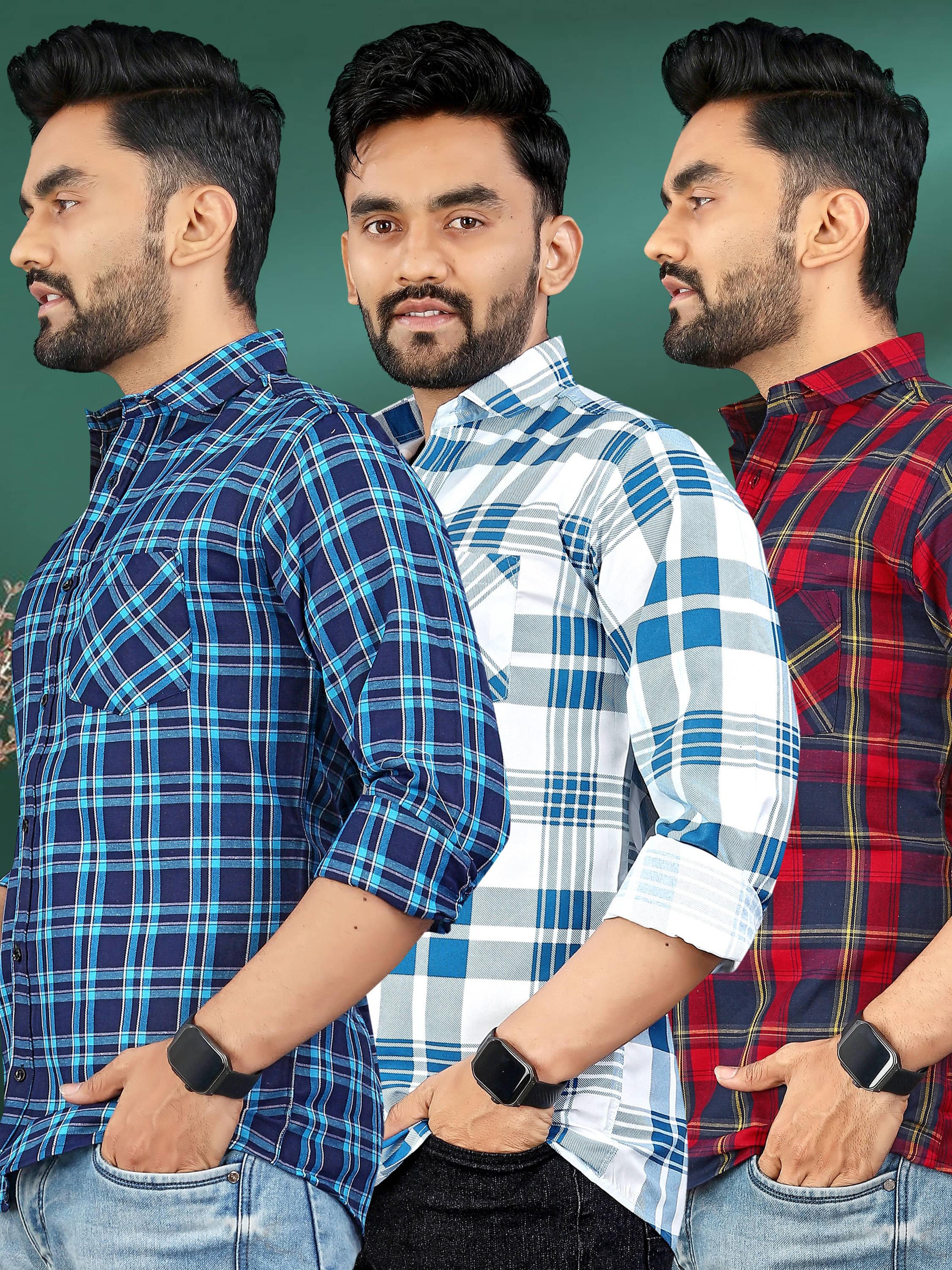allan peter 100% Cotton Regular Fit Checks Full Sleeves Men's Casual Shirt - Multicolor 6 ( Pack of 3 ) allan peter 100% Cotton Regular Fit Checks Full Sleeves Men's Casual Shirt - Multicolor 6 ( Pack of 3 )