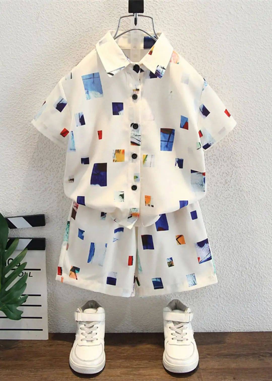     			fastdeal Pack of 1 Boys Cotton Blend Shirt & Shorts Set ( White )
