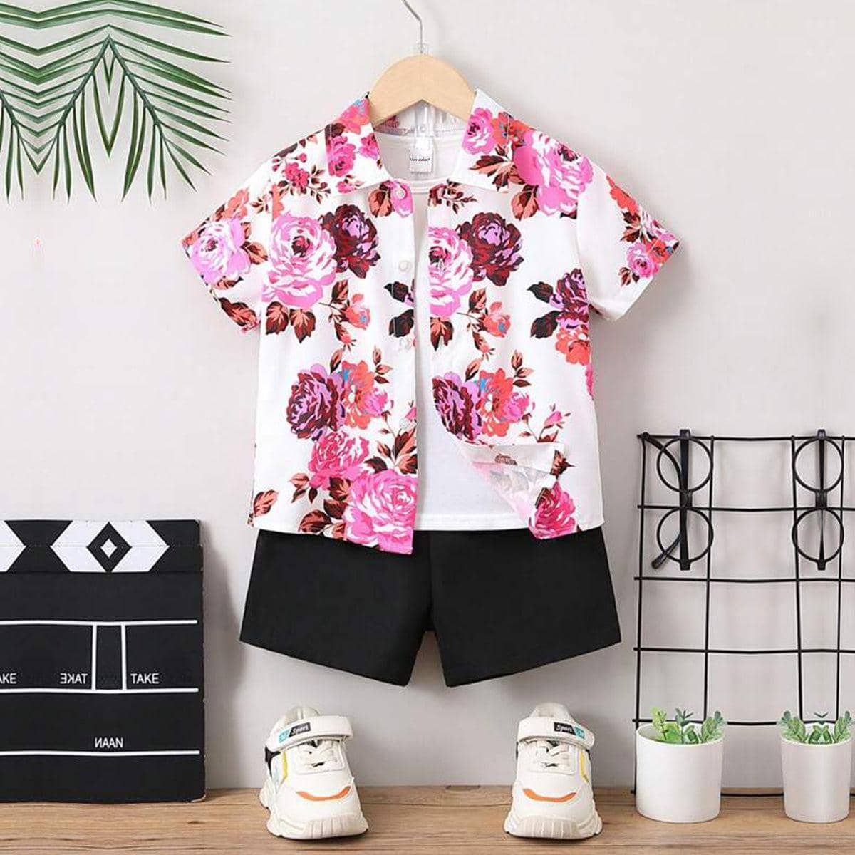 fastdeal Pack of 1 Boys Cotton Blend Shirt & Shorts Set ( Pink )