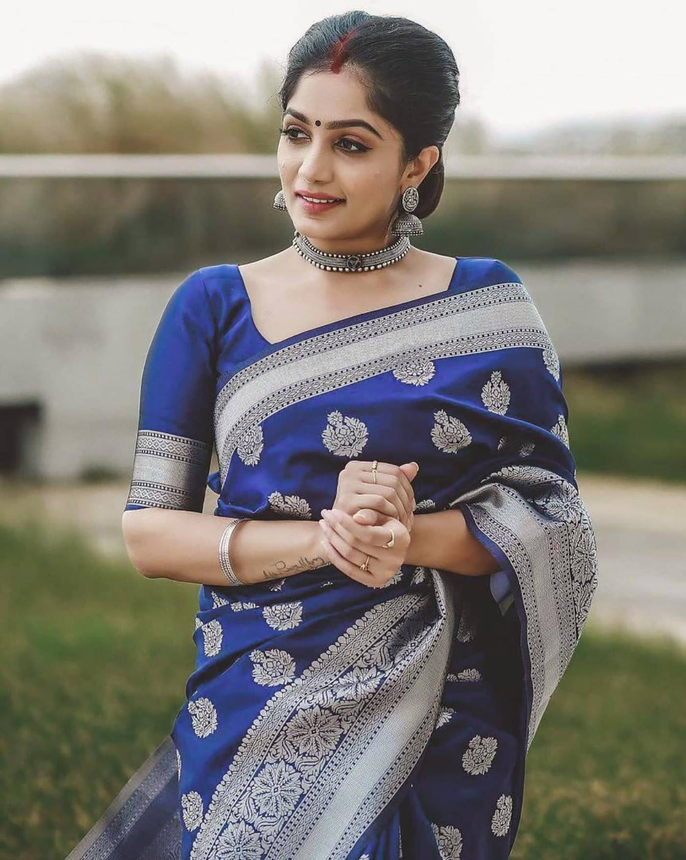     			kedar fab Jacquard Woven Banarasi saree With Unstitched Blouse Piece ( Blue )