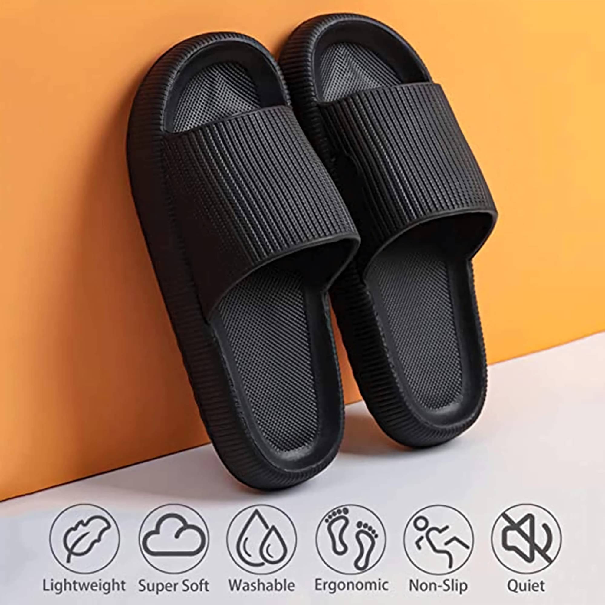     			rishXation Black Men's Slide Flip Flop
