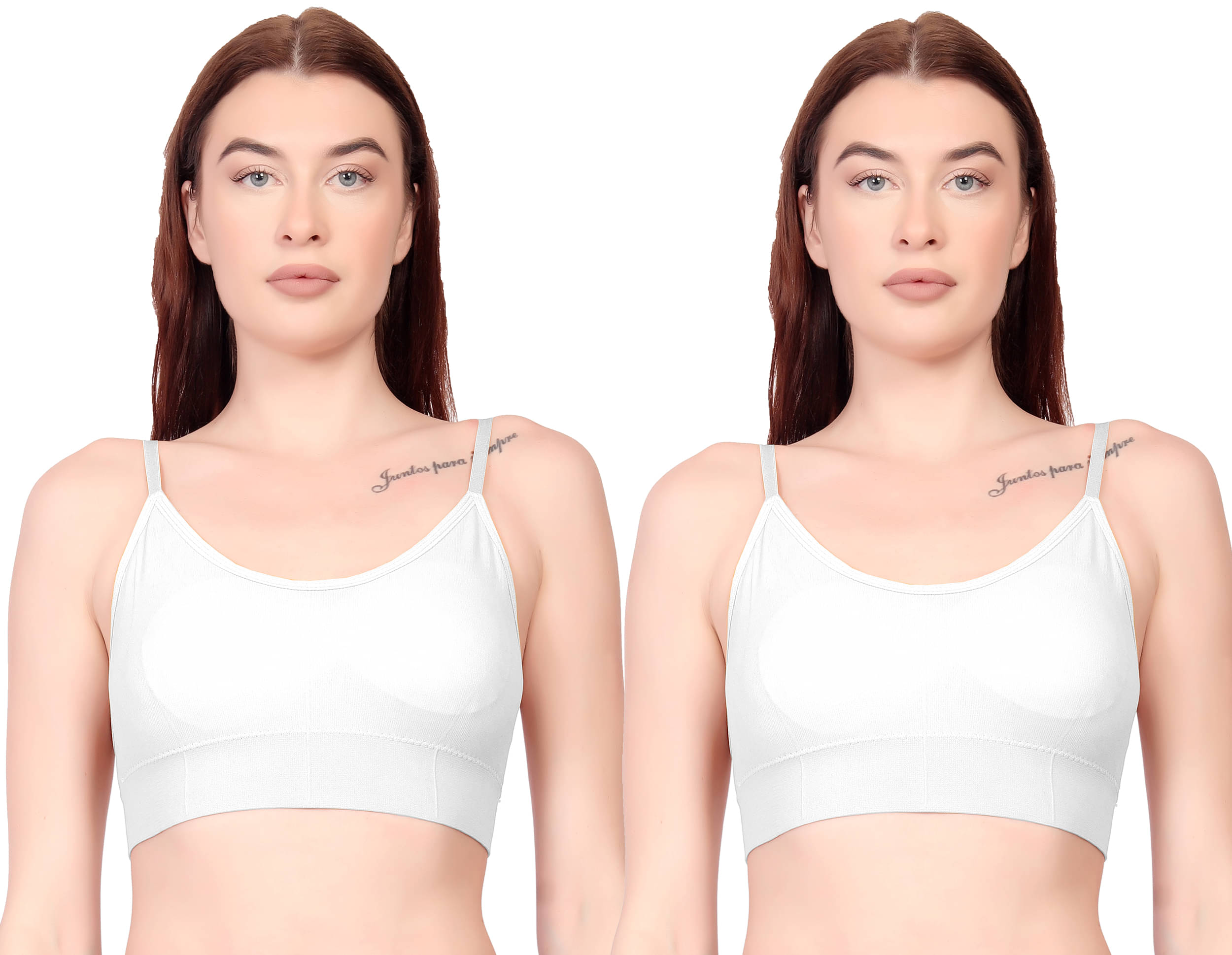 3Mads Pack of 2 Cotton Lightly Padded Cami bra For Women ( White ) 3Mads Pack of 2 Cotton Lightly Padded Cami bra For Women ( White )