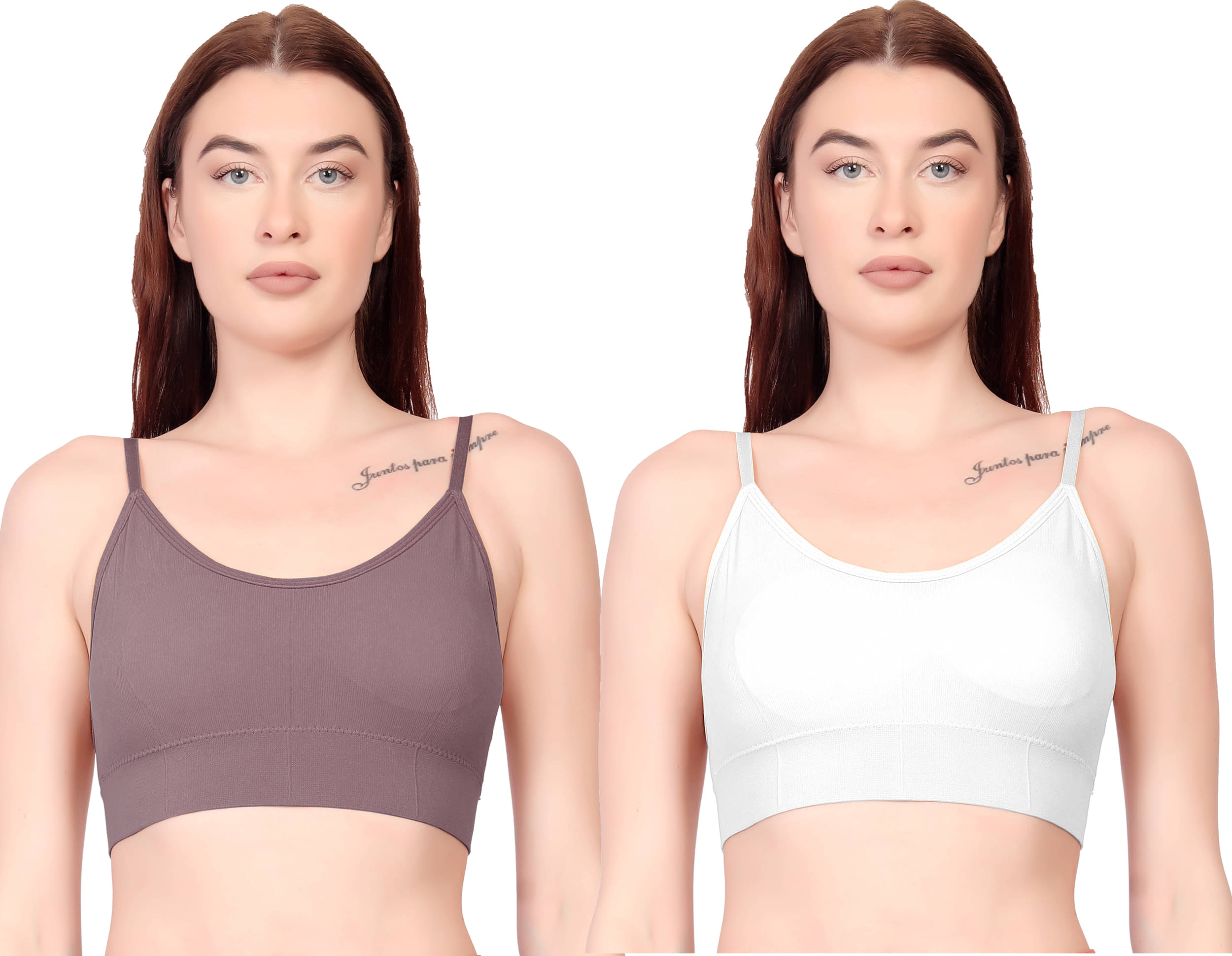 3Mads Pack of 2 Cotton Lightly Padded Cami bra For Women ( Multicolor8 ) 3Mads Pack of 2 Cotton Lightly Padded Cami bra For Women ( Multicolor8 )