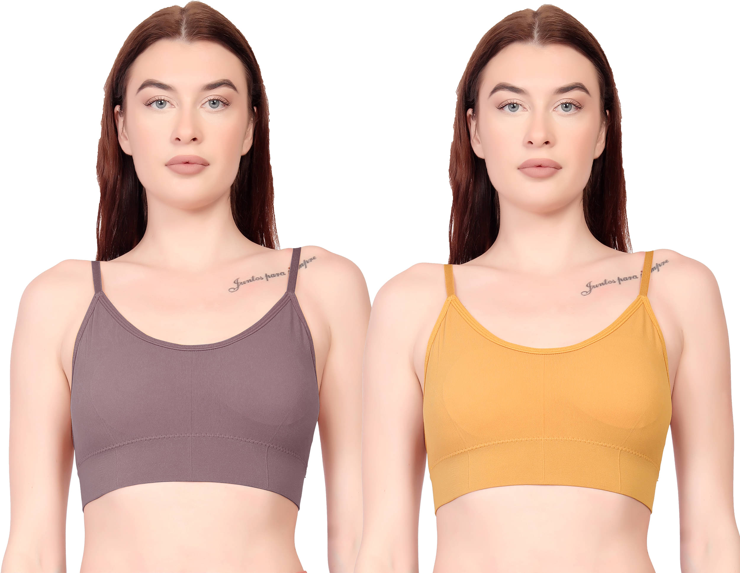     			3Mads Pack of 2 Cotton Lightly Padded Cami bra For Women ( Multicolor9 )