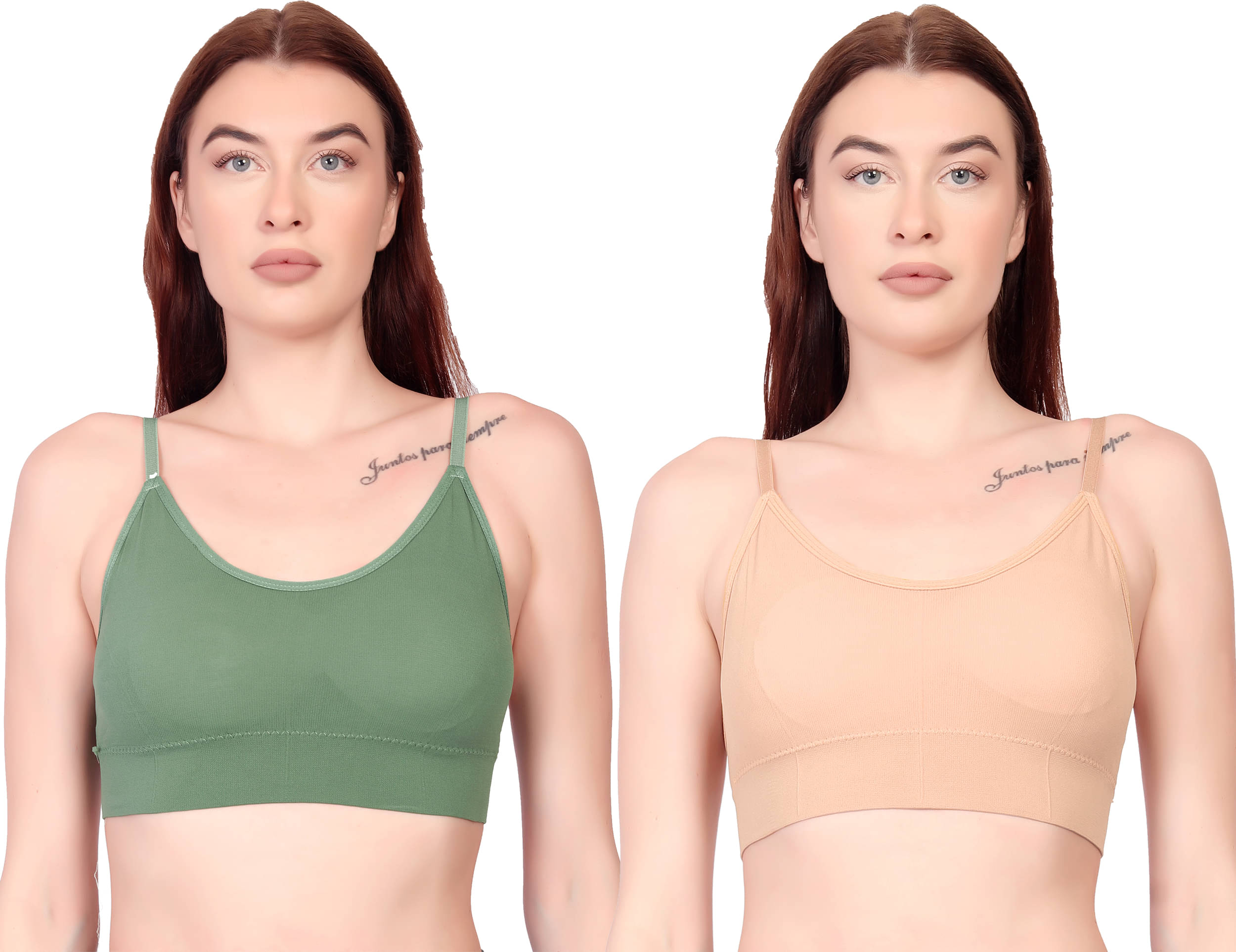 3Mads Pack of 2 Cotton Lightly Padded Cami bra For Women ( Multicolor ) 3Mads Pack of 2 Cotton Lightly Padded Cami bra For Women ( Multicolor )