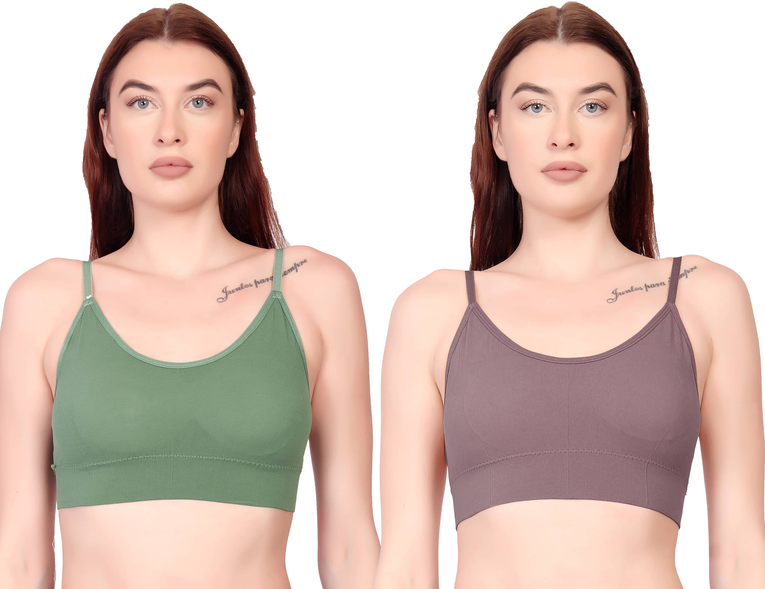     			3Mads Pack of 2 Cotton Lightly Padded Cami bra For Women ( Multicolor14 )