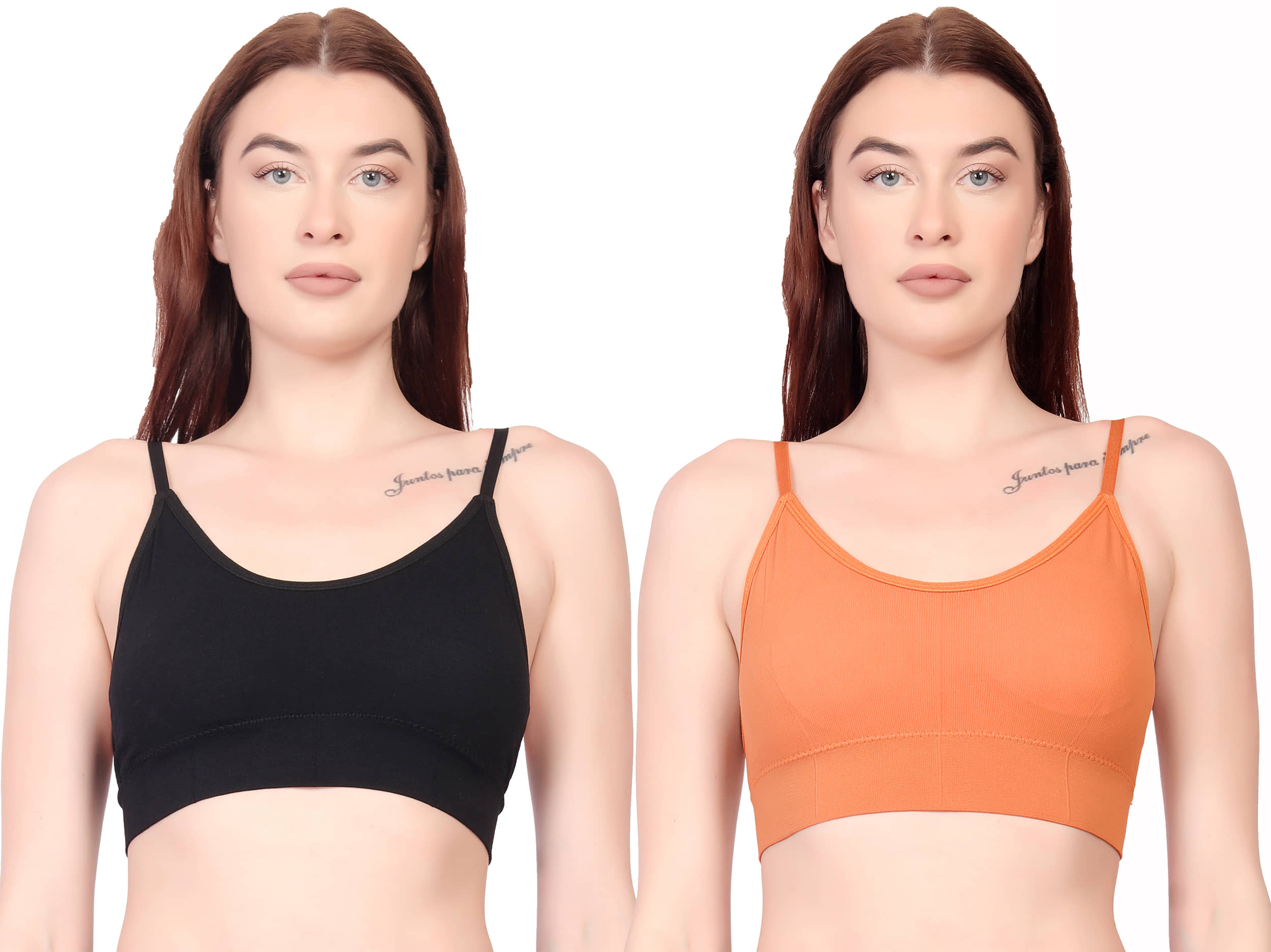 3Mads Pack of 2 Cotton Lightly Padded Cami bra For Women ( Multicolor )