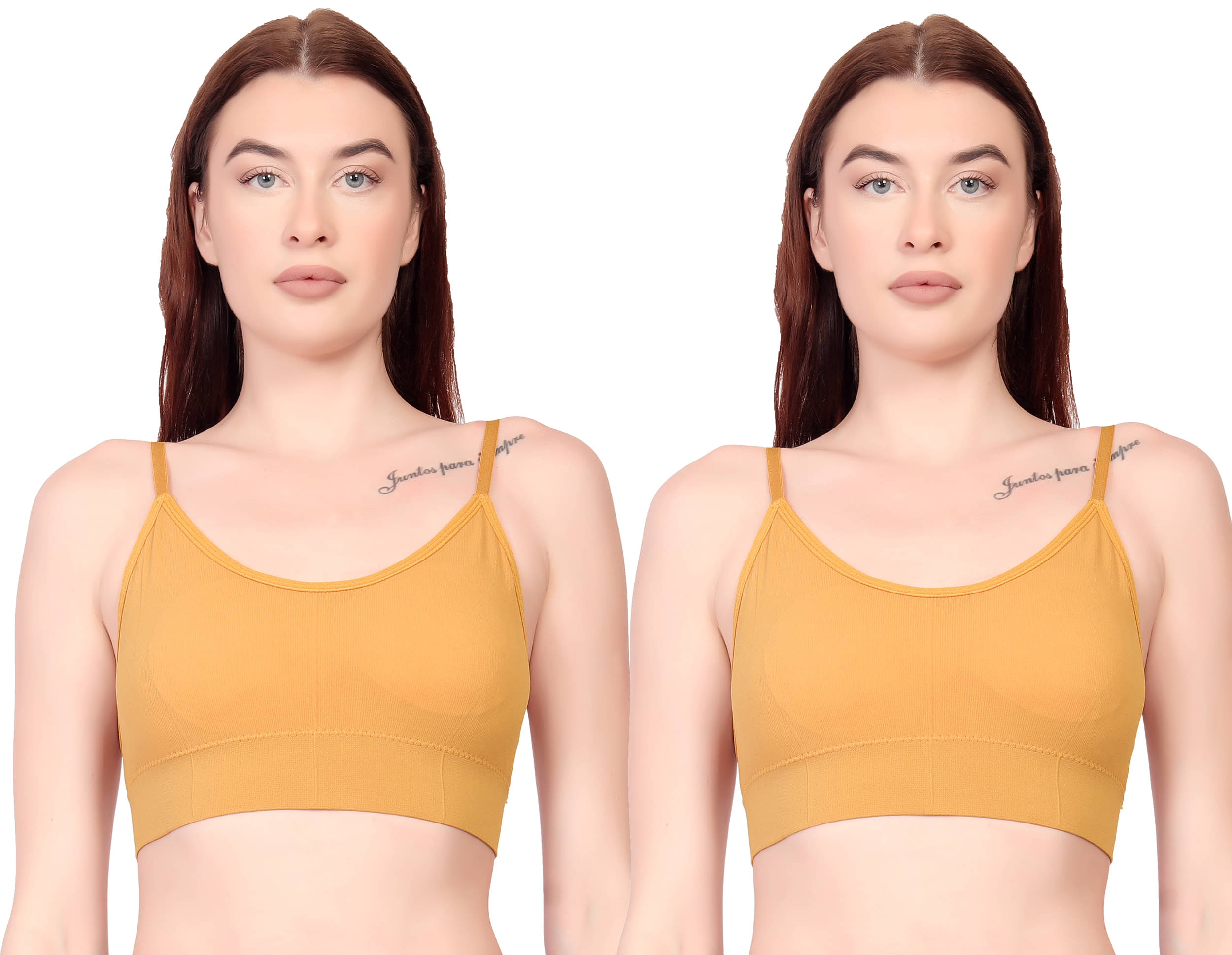 3Mads Pack of 2 Cotton Lightly Padded Cami bra For Women ( Yellow ) 3Mads Pack of 2 Cotton Lightly Padded Cami bra For Women ( Yellow )