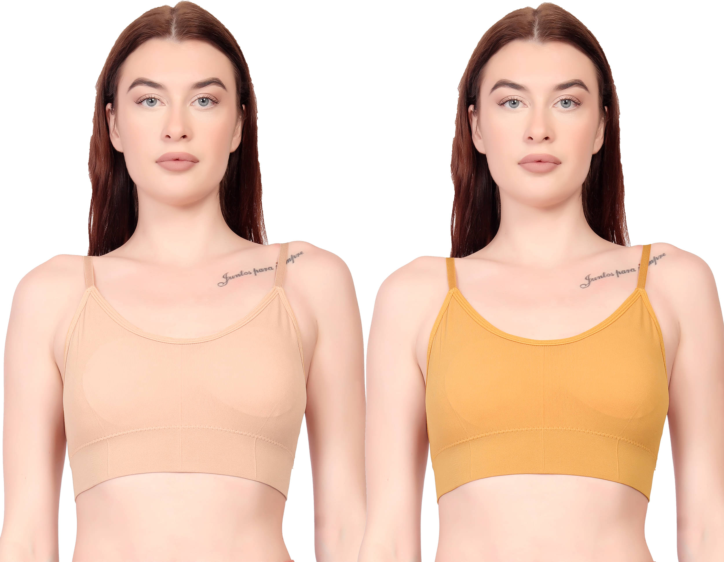 3Mads Pack of 2 Cotton Lightly Padded Cami bra For Women ( Multicolor11 ) 3Mads Pack of 2 Cotton Lightly Padded Cami bra For Women ( Multicolor11 )