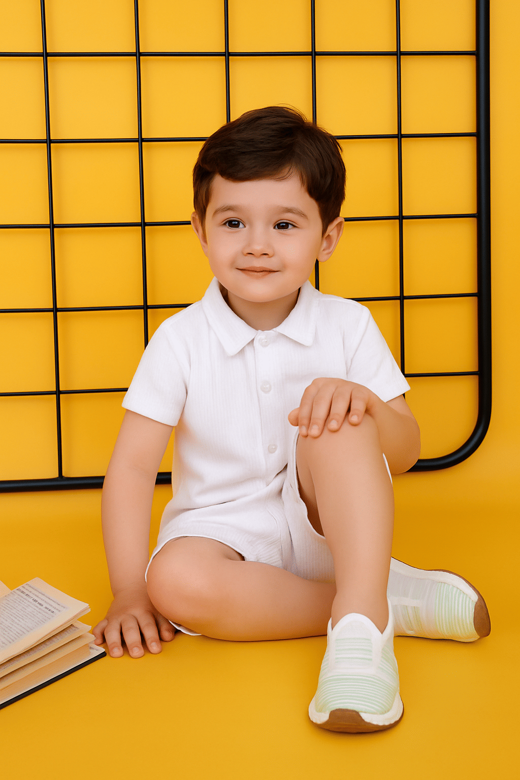 ALY JOHN Pack of 1 Baby Boys Cotton Shirt & Pants Set ( White )