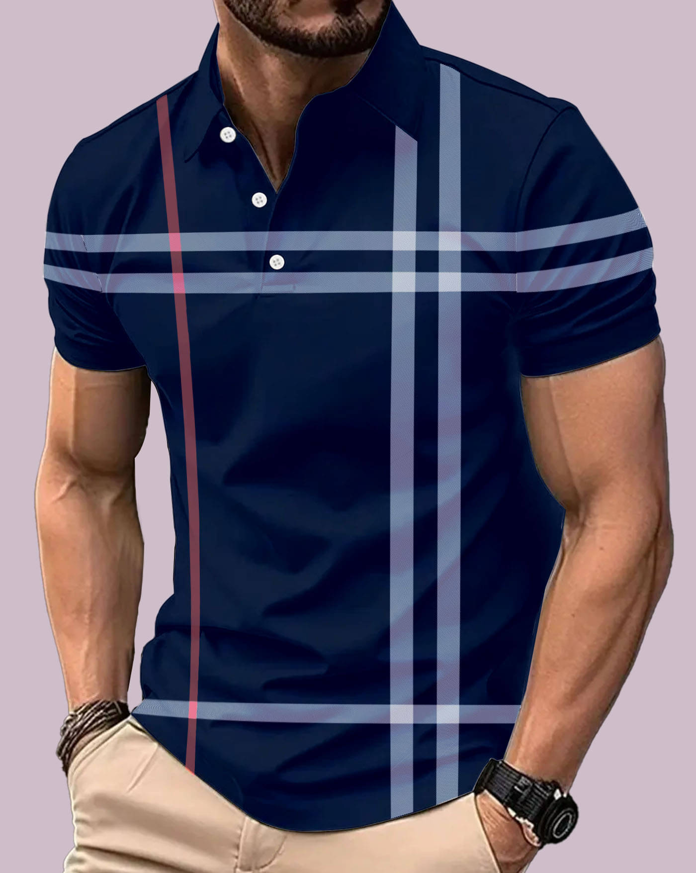     			AOOSH Men Cotton Blend Regular Fit Printed Polo T Shirt ( Blue )