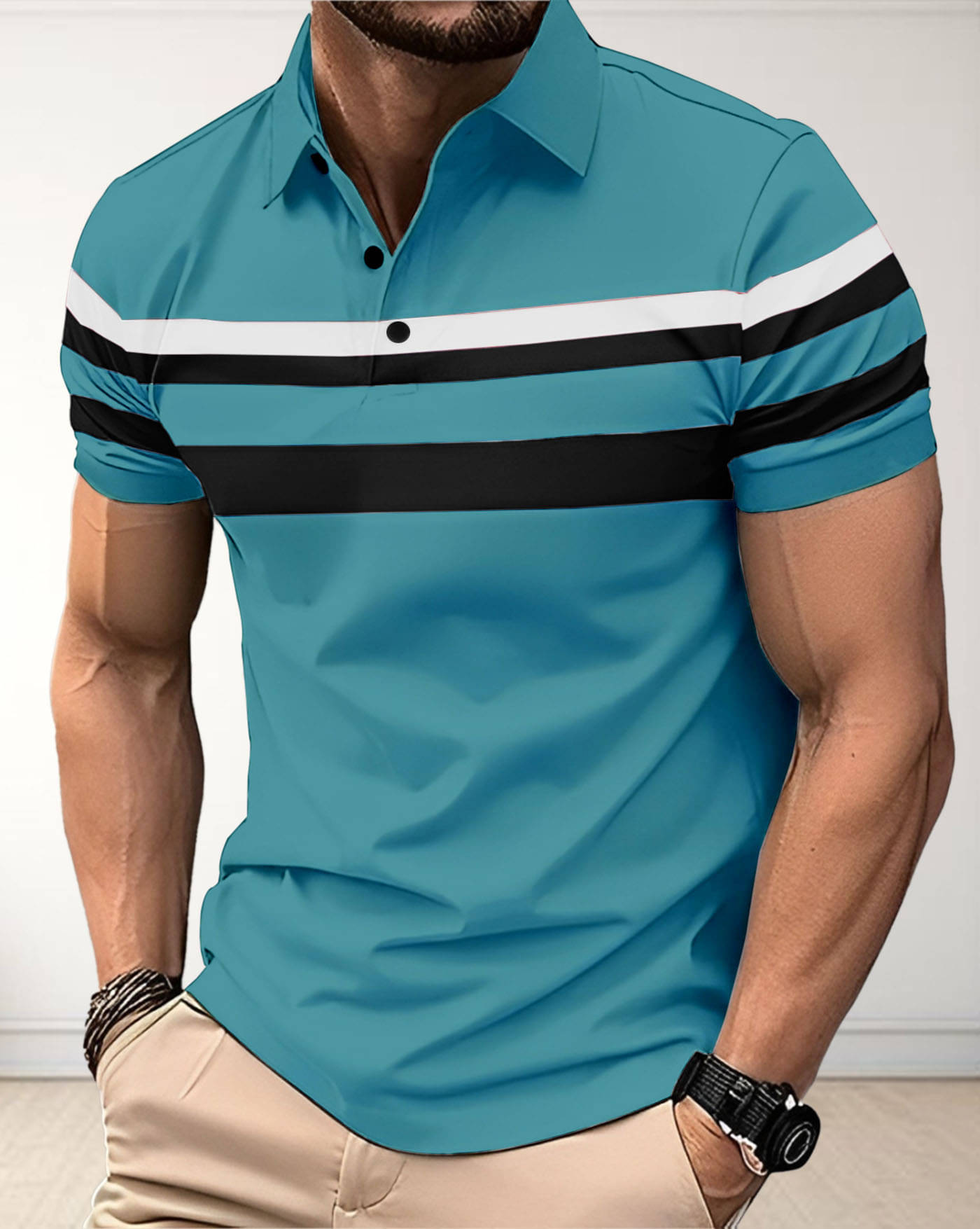 AUSK Men Cotton Blend Regular Fit Printed Polo T Shirt ( Teal Blue ) AUSK Men Cotton Blend Regular Fit Printed Polo T Shirt ( Teal Blue )