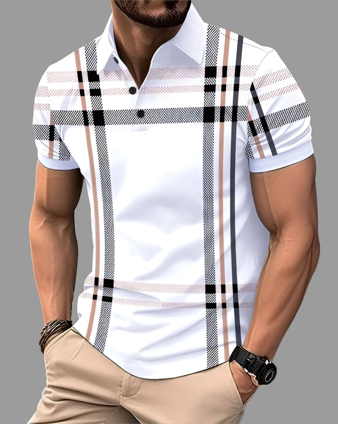 AUSK Men Cotton Blend Regular Fit Printed Polo T Shirt ( White ) AUSK Men Cotton Blend Regular Fit Printed Polo T Shirt ( White )