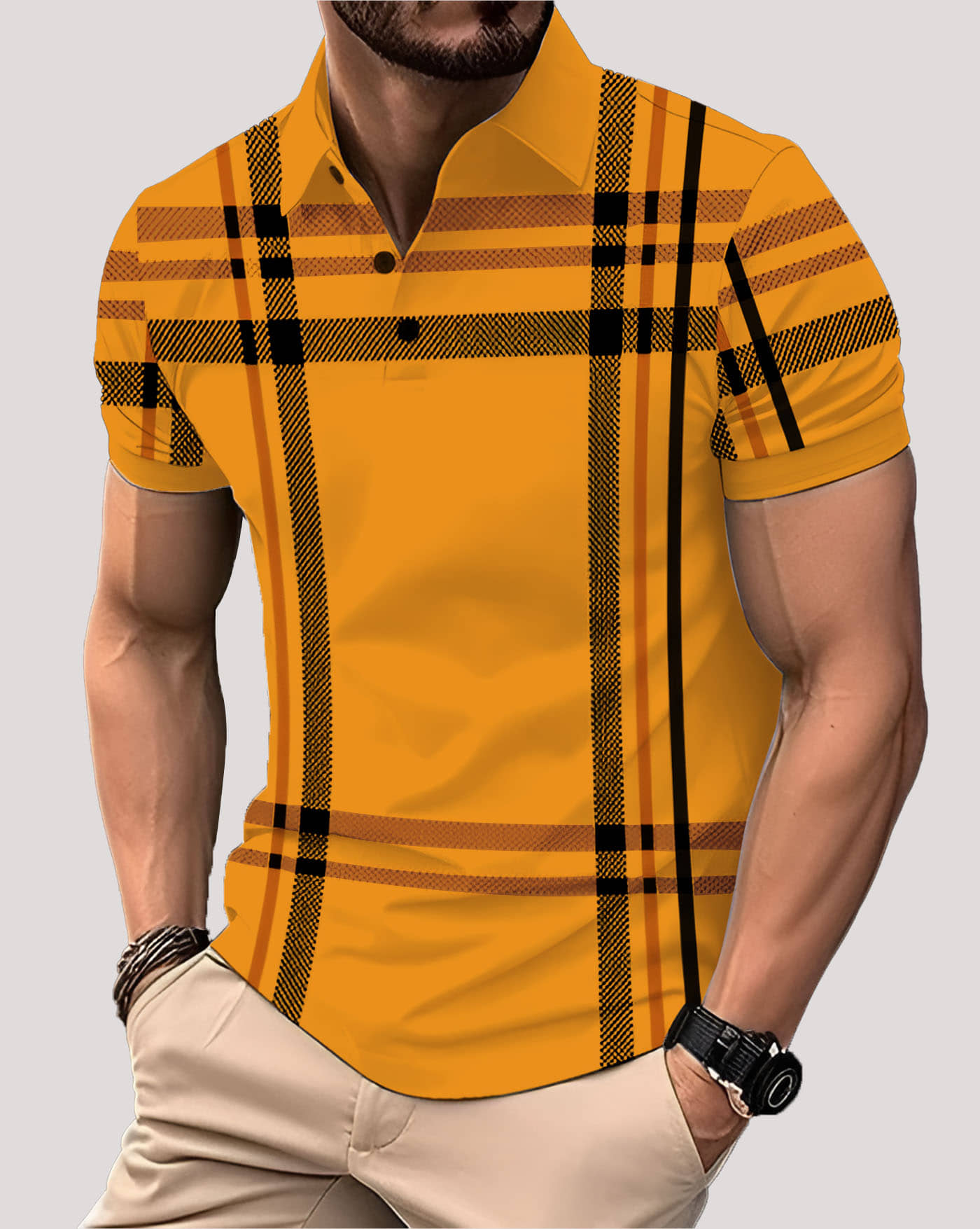 AUSK Men Cotton Blend Regular Fit Printed Polo T Shirt ( Black )