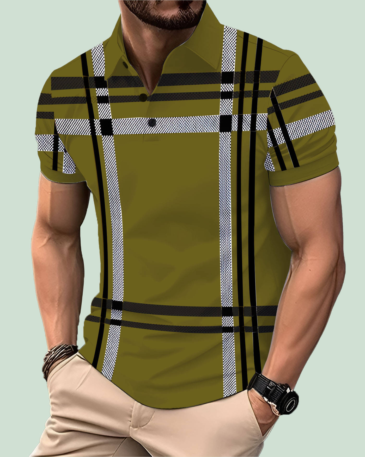     			AUSK Men Cotton Blend Regular Fit Printed Polo T Shirt ( Dark Green )