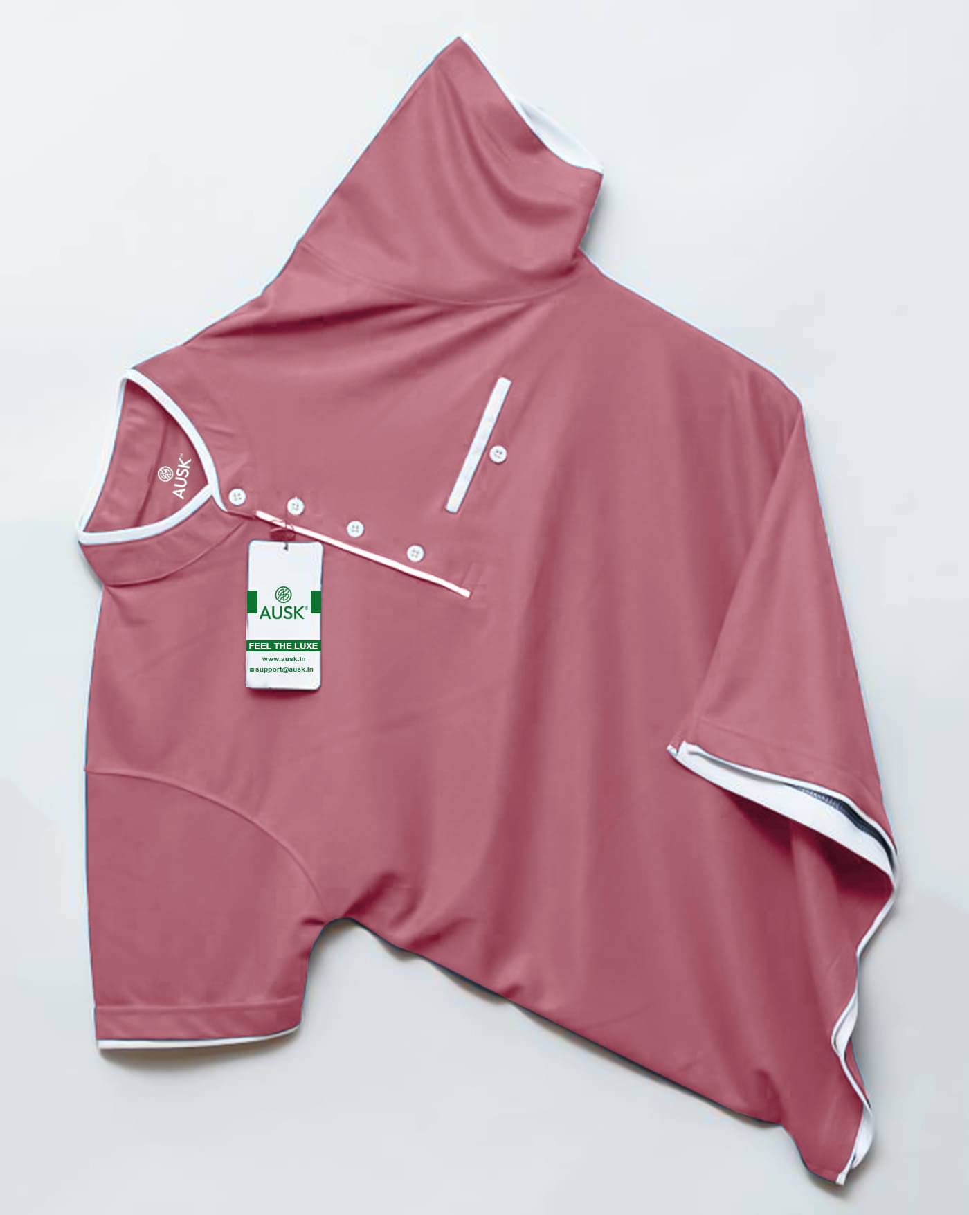 AUSK Men Cotton Blend Regular Fit Solid T-Shirt ( Peach )     			AUSK Men Cotton Blend Regular Fit Solid T-Shirt ( Peach )