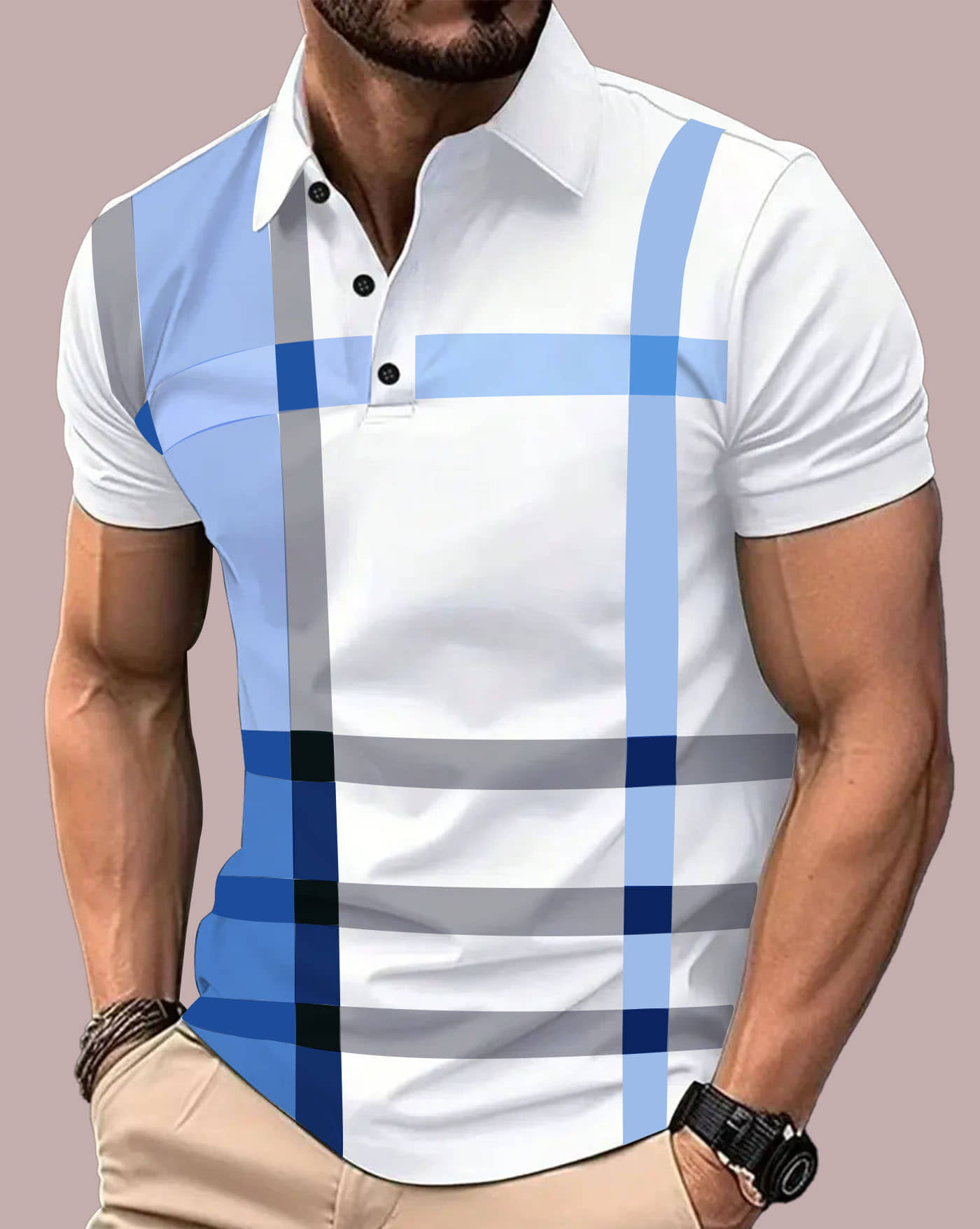 AUSK Men Cotton Blend Regular Fit Printed Polo T Shirt ( Multicolor6 )