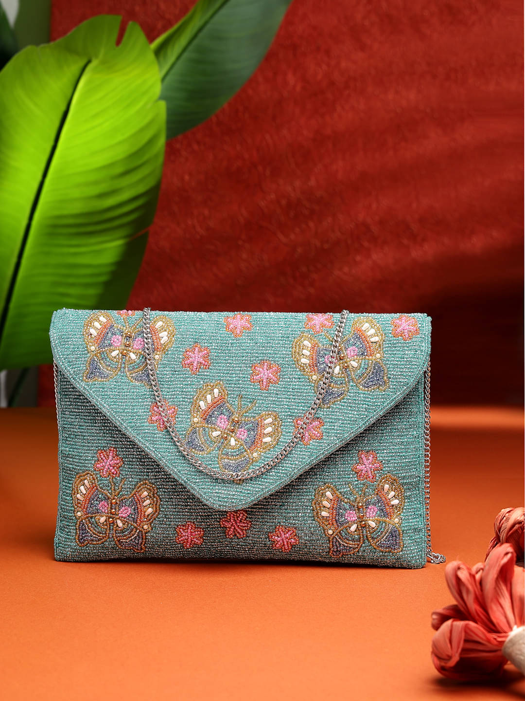     			Anekaant Handbags Accessories Fabric Set of 1 ( Turquoise )