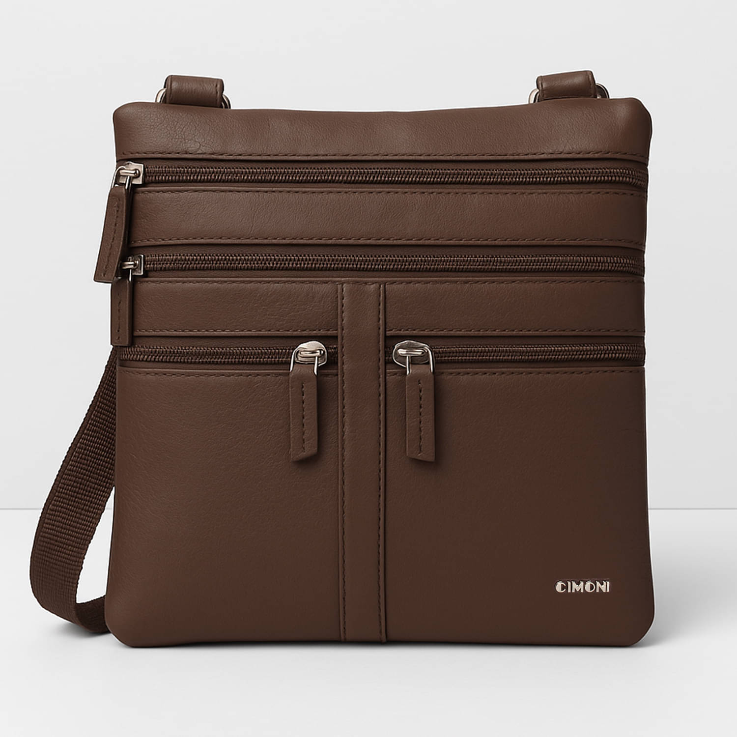     			CIMONI Sling Bag Pure Leather Set of 1 ( Brown )