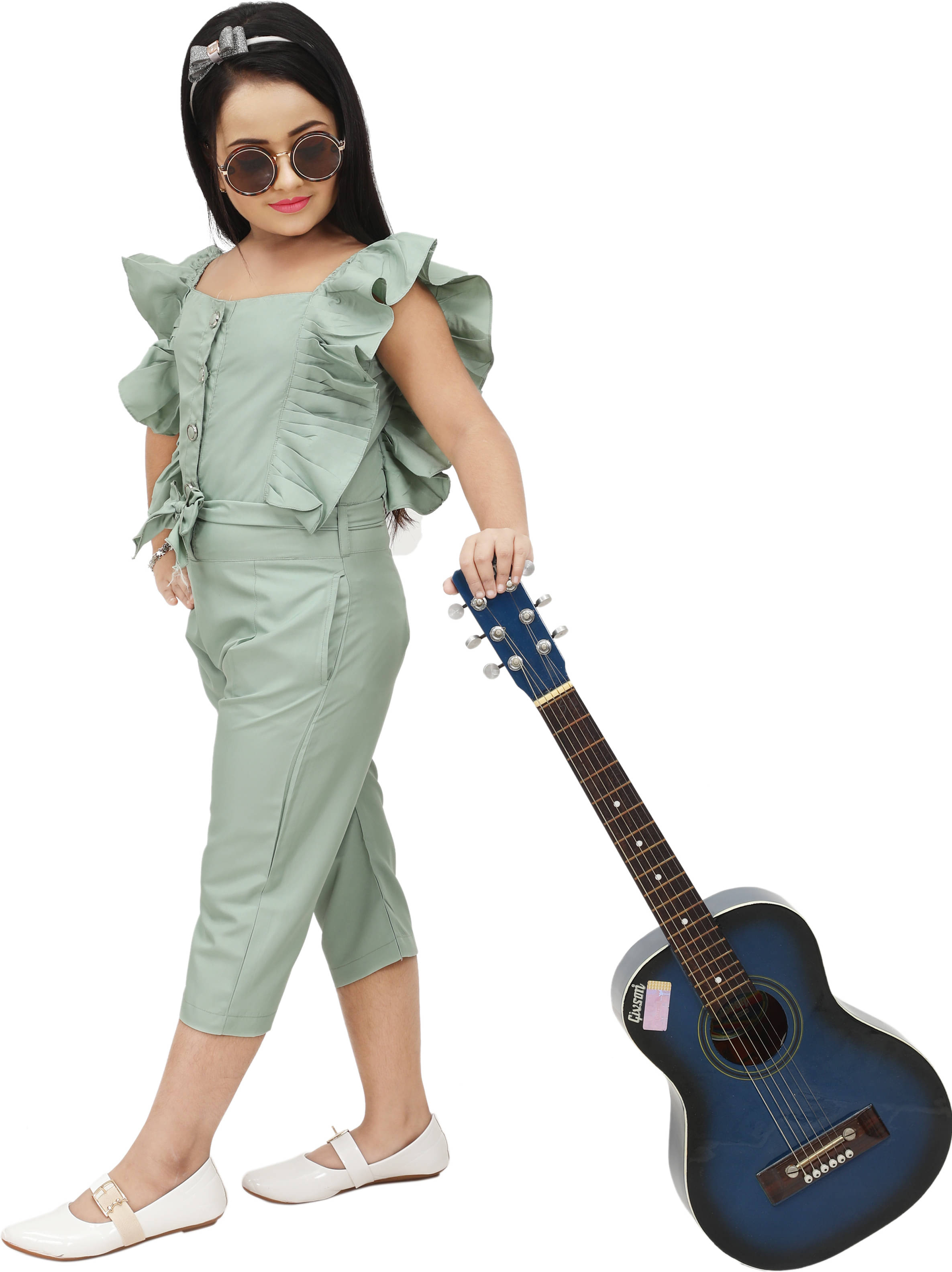     			DarjiFashion Girls Cotton Blend Jumpsuit ( Pack of 1 , Green )