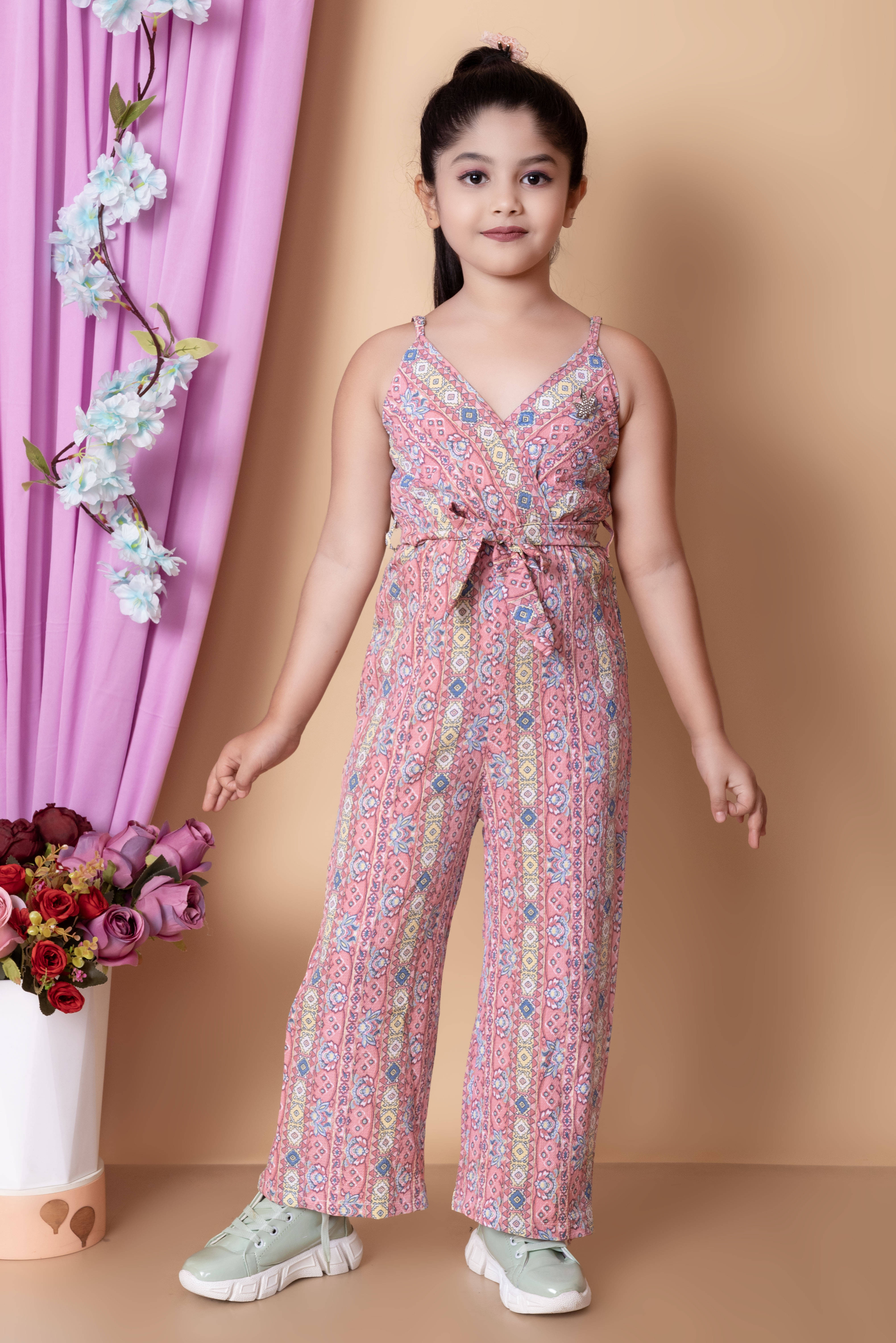 DarjiFashion Girls Cotton Blend Jumpsuit ( Pack of 1 , Pink ) DarjiFashion Girls Cotton Blend Jumpsuit ( Pack of 1 , Pink )