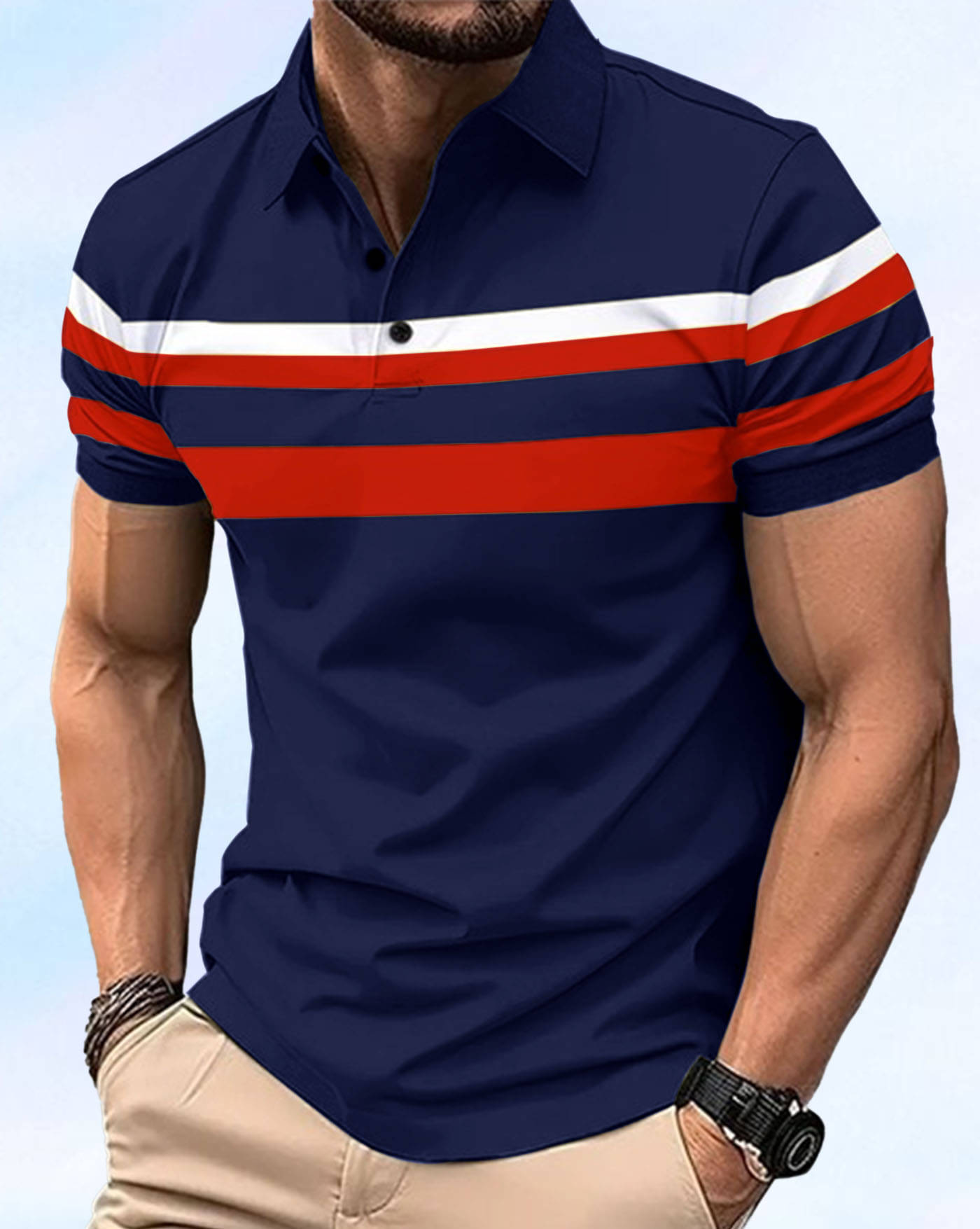    			ENITOR Men Cotton Blend Regular Fit Printed Polo T Shirt ( Blue )