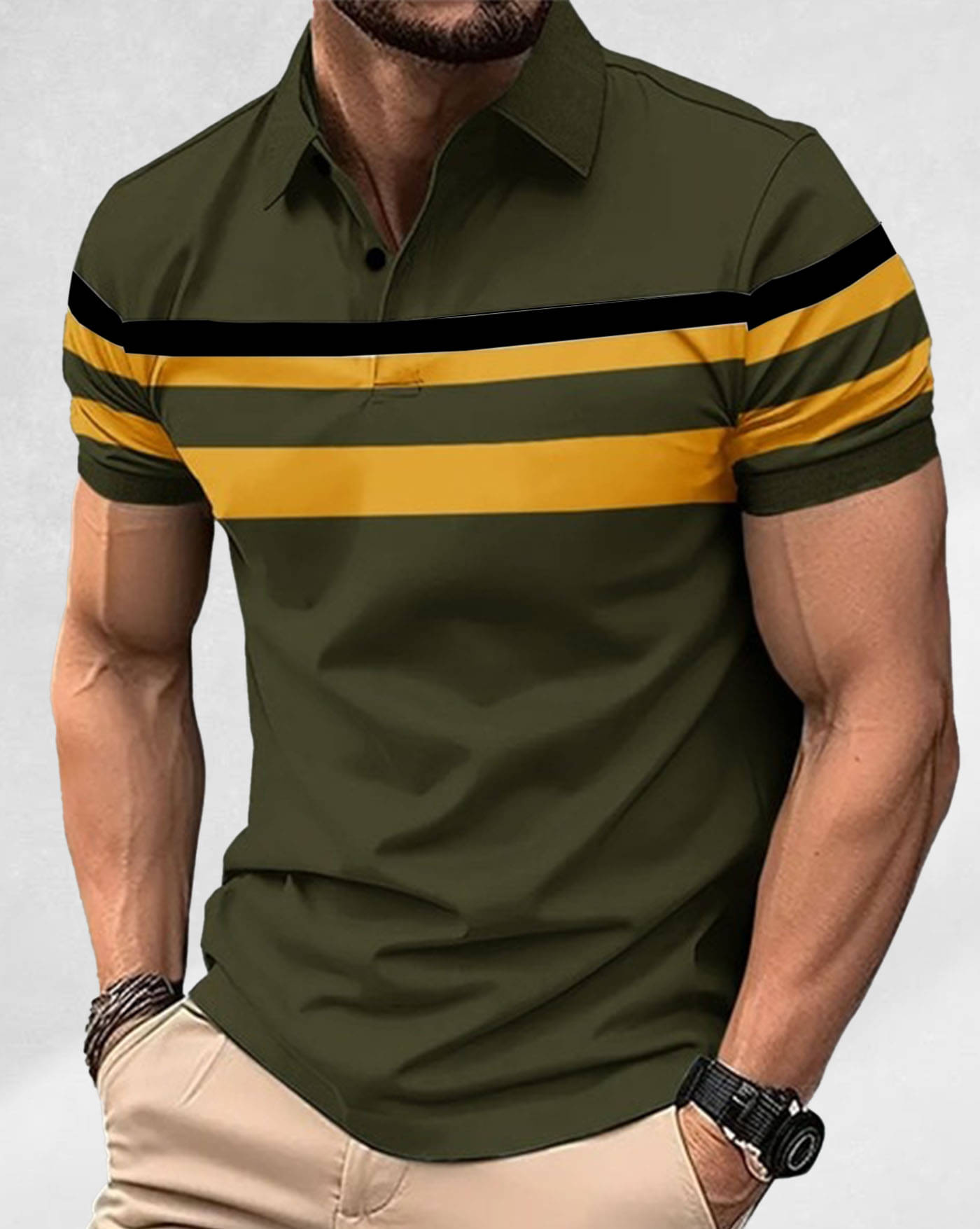 ENITOR Men Cotton Blend Regular Fit Printed Polo T Shirt ( Green ) ENITOR Men Cotton Blend Regular Fit Printed Polo T Shirt ( Green )