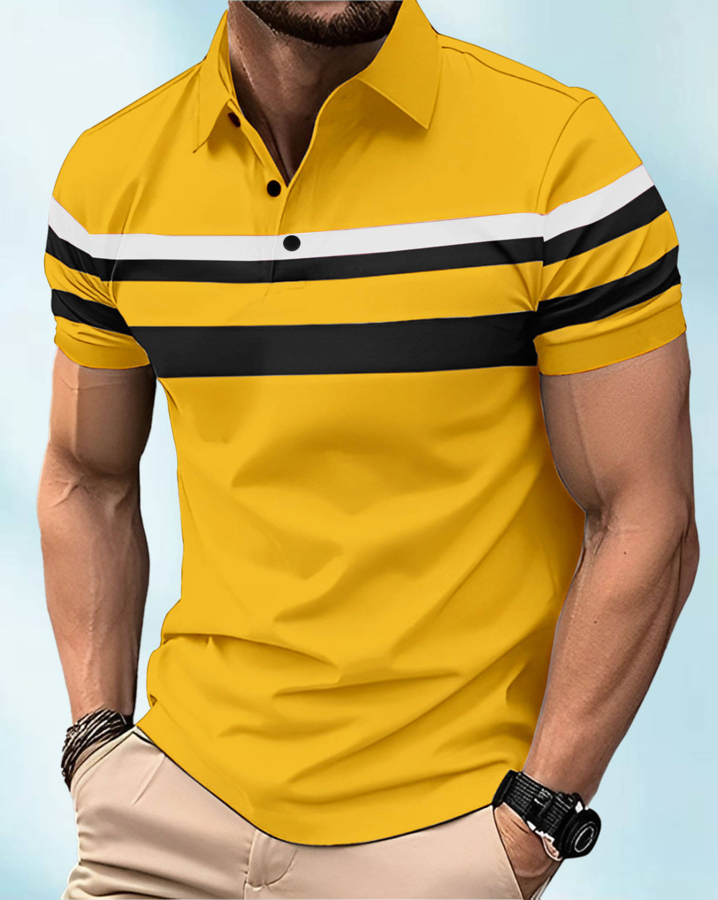 ENITOR Men Cotton Blend Regular Fit Printed Polo T Shirt ( Mustard ) ENITOR Men Cotton Blend Regular Fit Printed Polo T Shirt ( Mustard )