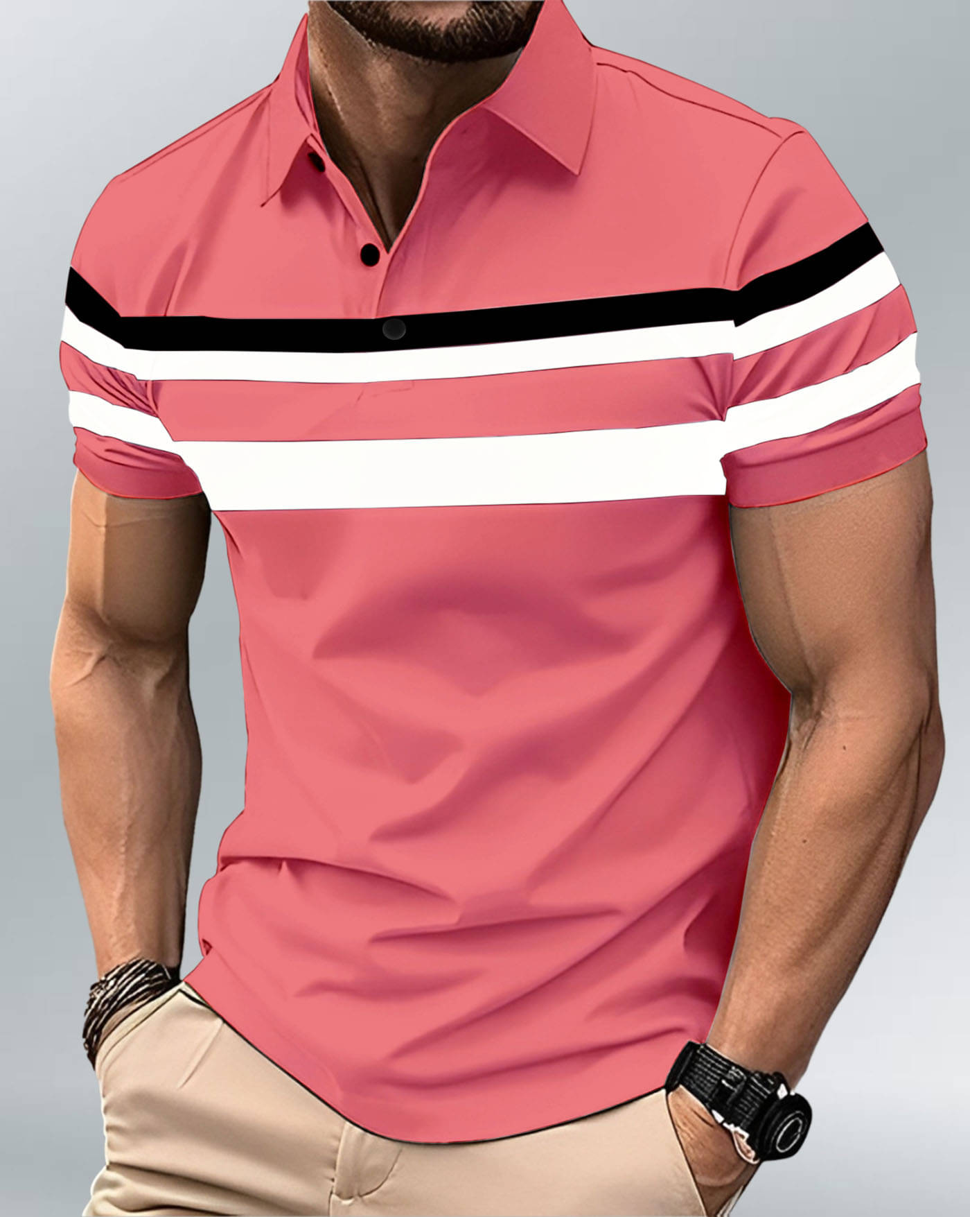 ENITOR Men Cotton Blend Regular Fit Printed Polo T Shirt ( Peach )     			ENITOR Men Cotton Blend Regular Fit Printed Polo T Shirt ( Peach )