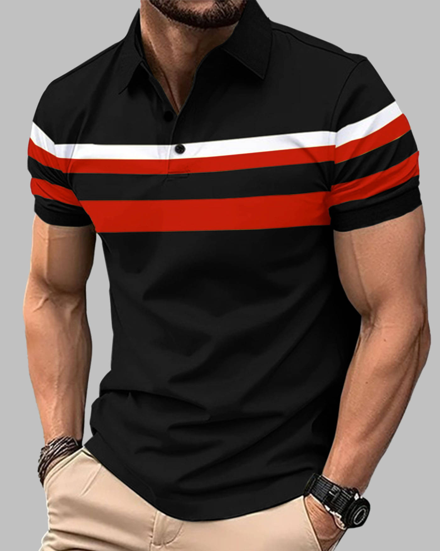 ENITOR Men Cotton Blend Regular Fit Printed Polo T Shirt ( Black ) ENITOR Men Cotton Blend Regular Fit Printed Polo T Shirt ( Black )