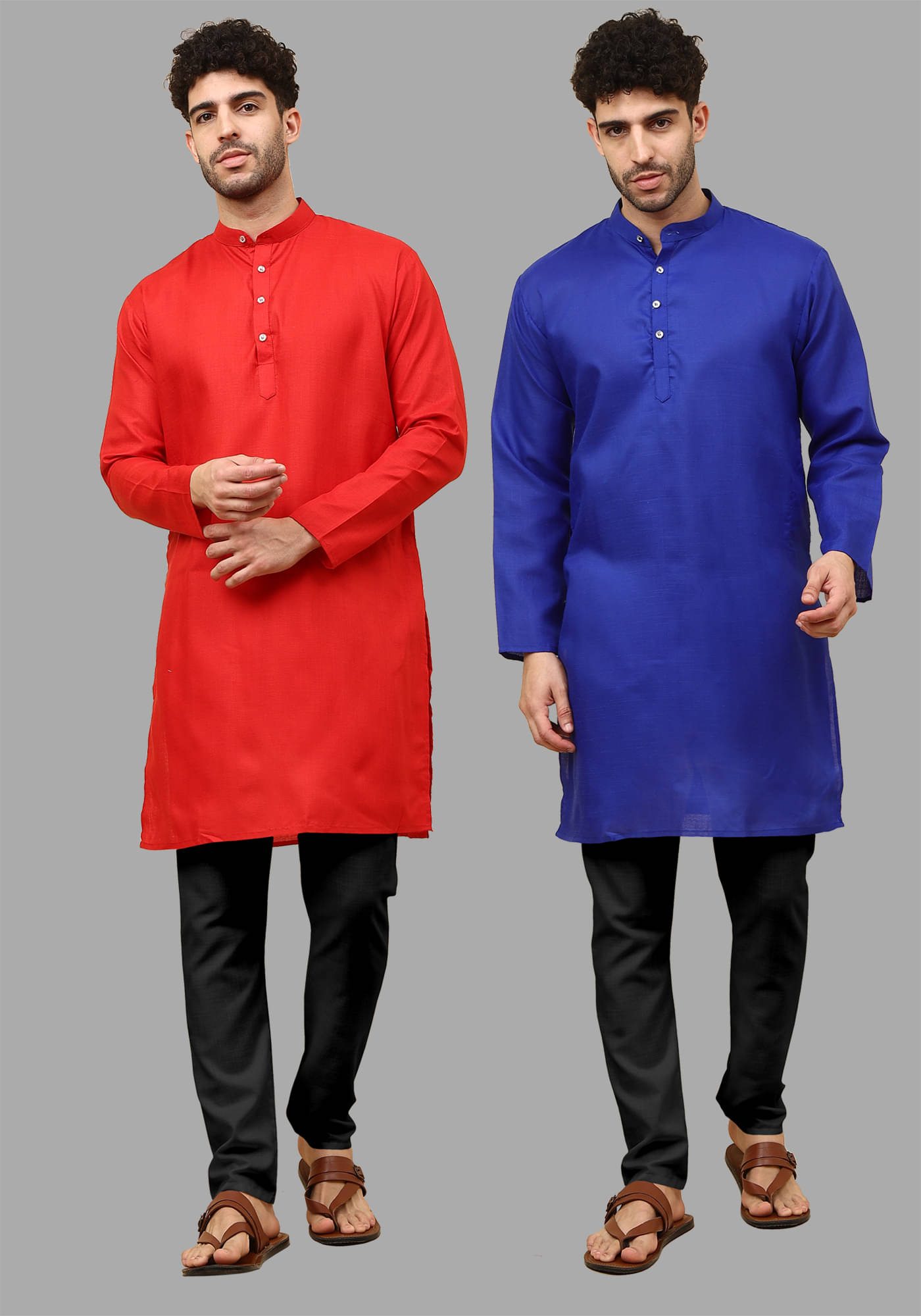 Fashionfricks Blue Cotton Blend Regular Fit Men's Kurta Pyjama Set ( Pack of 2 ) Fashionfricks Blue Cotton Blend Regular Fit Men's Kurta Pyjama Set ( Pack of 2 )