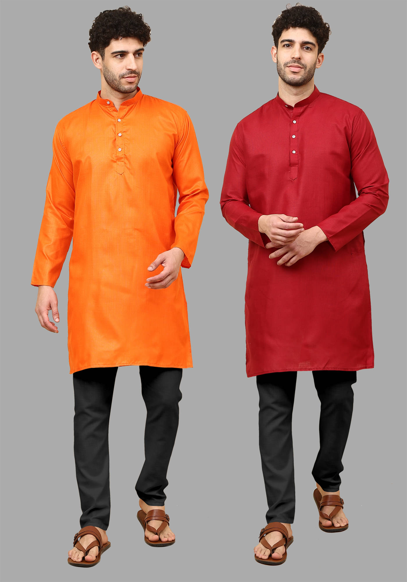 Fashionfricks Maroon Cotton Blend Regular Fit Men's Kurta Pyjama Set ( Pack of 2 ) Fashionfricks Maroon Cotton Blend Regular Fit Men's Kurta Pyjama Set ( Pack of 2 )